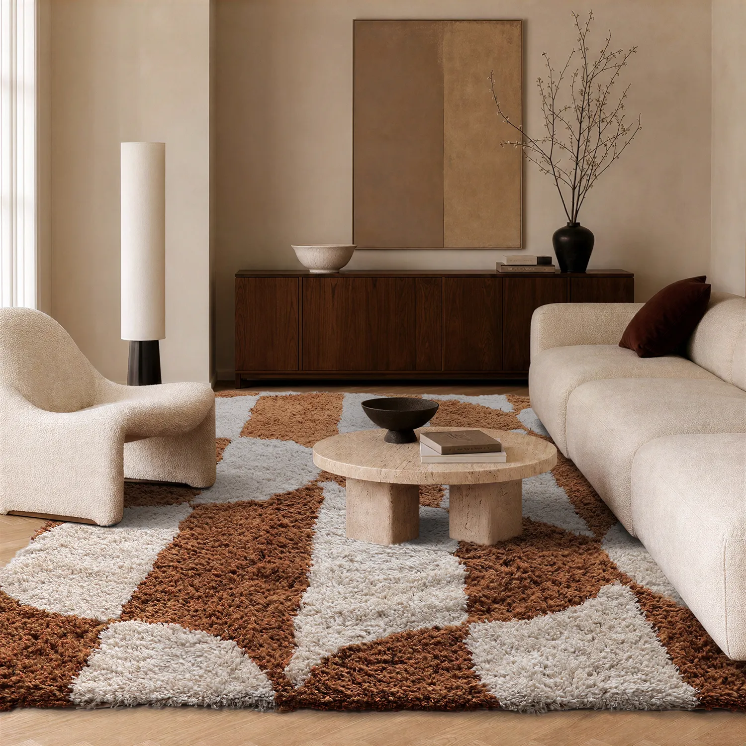 Tappeto A Pelo Lungo - Kalymnos Natural Cotton Shaggy (bianco sporco/ocra)