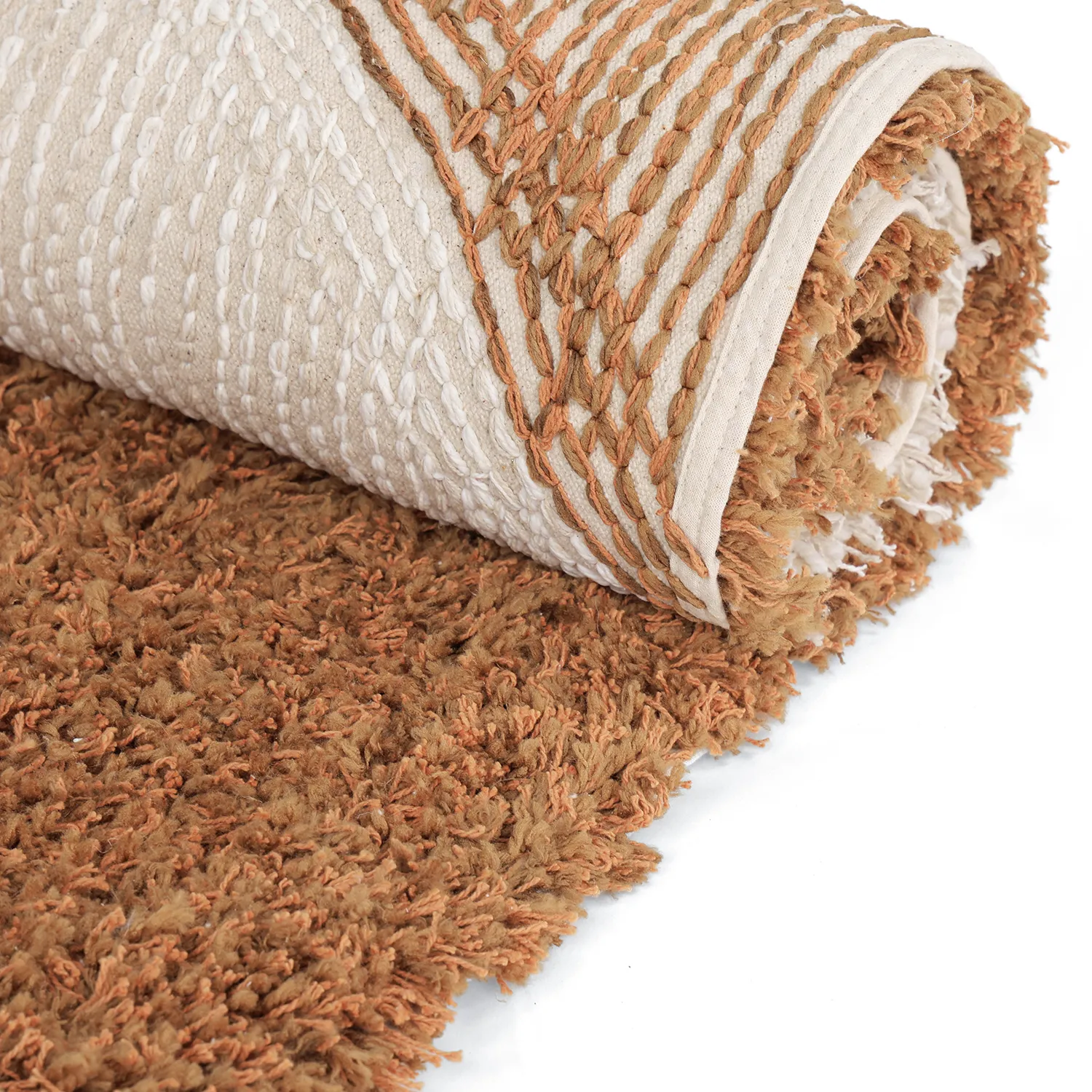 Tappeto A Pelo Lungo - Kalymnos Natural Cotton Shaggy (bianco sporco/ocra)