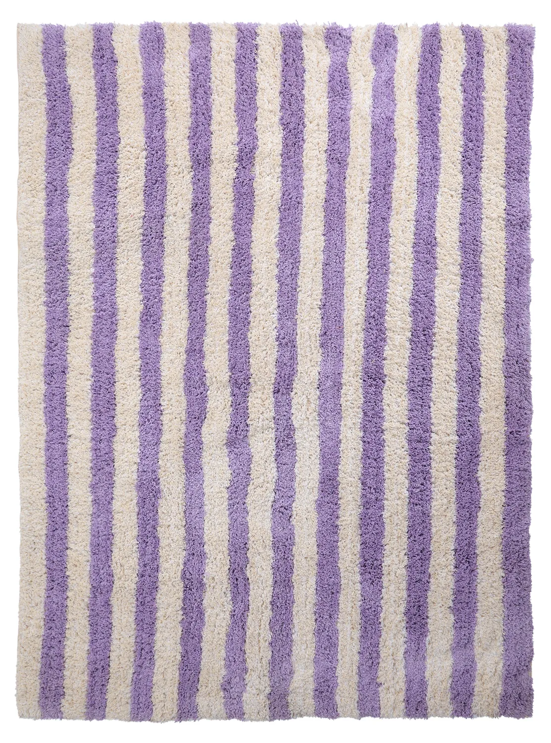 Tappeto A Pelo Lungo - Thira Stripe Cotton Shaggy (crema/viola chiaro)