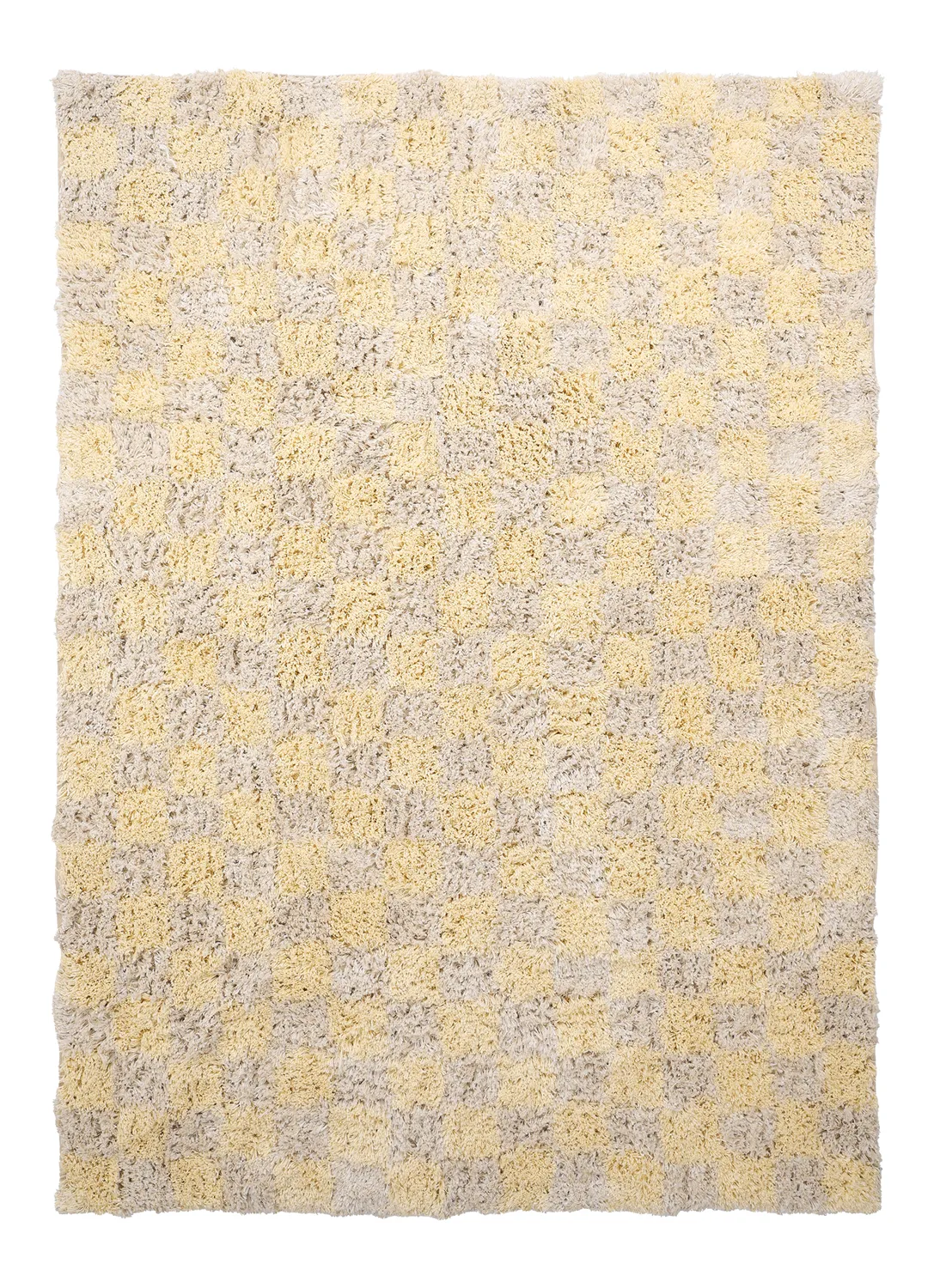 Tappeto A Pelo Lungo - Methoni Check Cotton Shaggy (crema/giallo chiaro)
