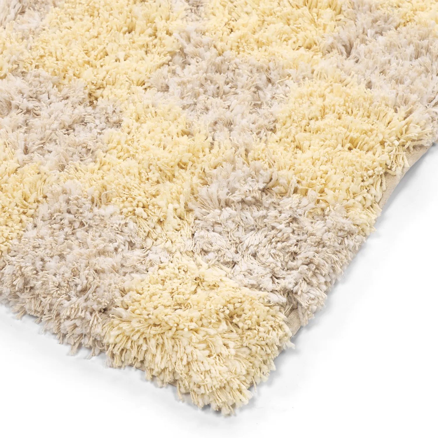 Tappeto A Pelo Lungo - Methoni Check Cotton Shaggy (crema/giallo chiaro)