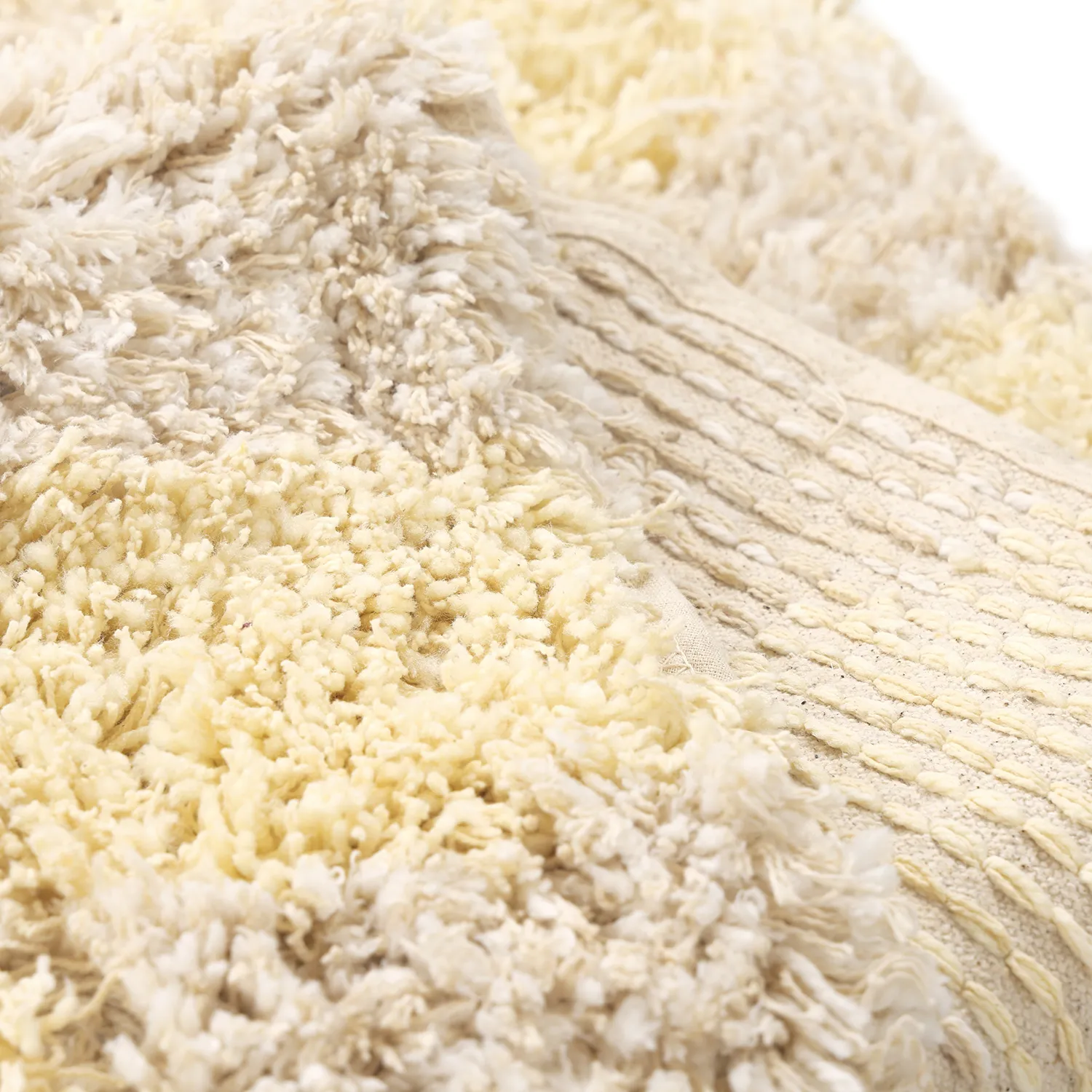 Tappeto A Pelo Lungo - Methoni Check Cotton Shaggy (crema/giallo chiaro)