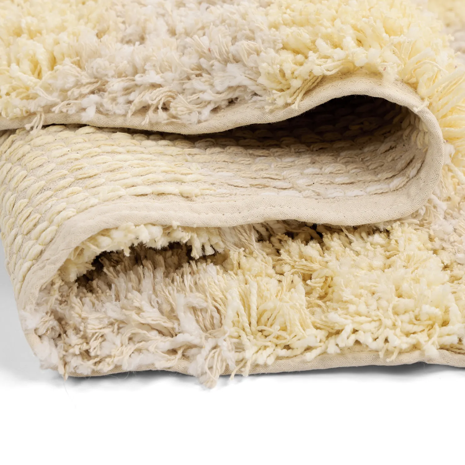 Tappeto A Pelo Lungo - Methoni Check Cotton Shaggy (crema/giallo chiaro)