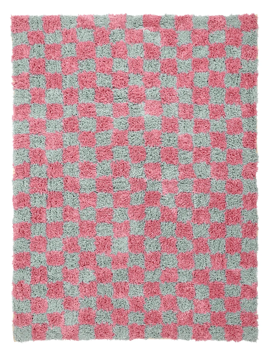 Tappeto A Pelo Lungo - Methoni Check Cotton Shaggy (azzurro chiaro/rosa chiaro)