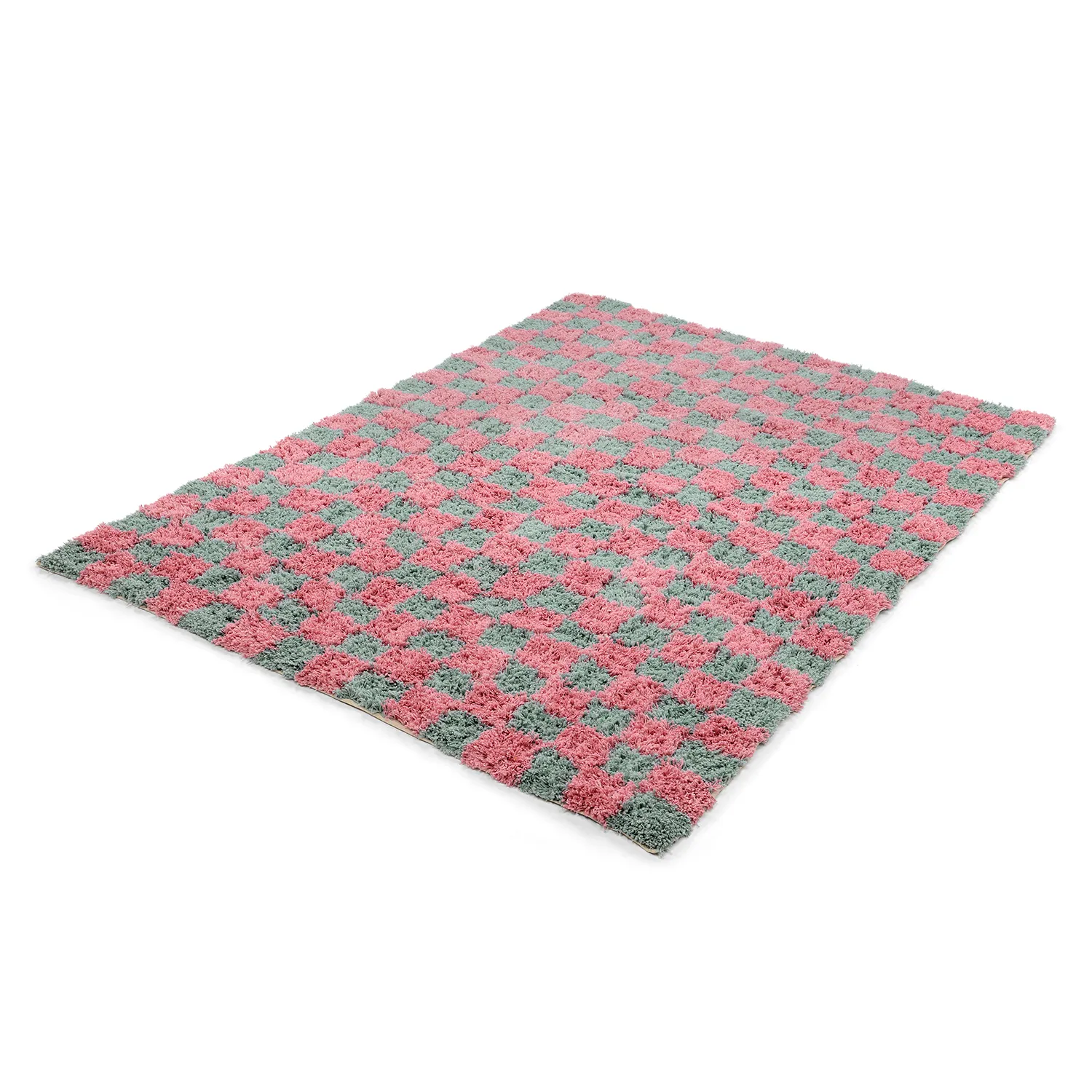Tappeto A Pelo Lungo - Methoni Check Cotton Shaggy (azzurro chiaro/rosa chiaro)