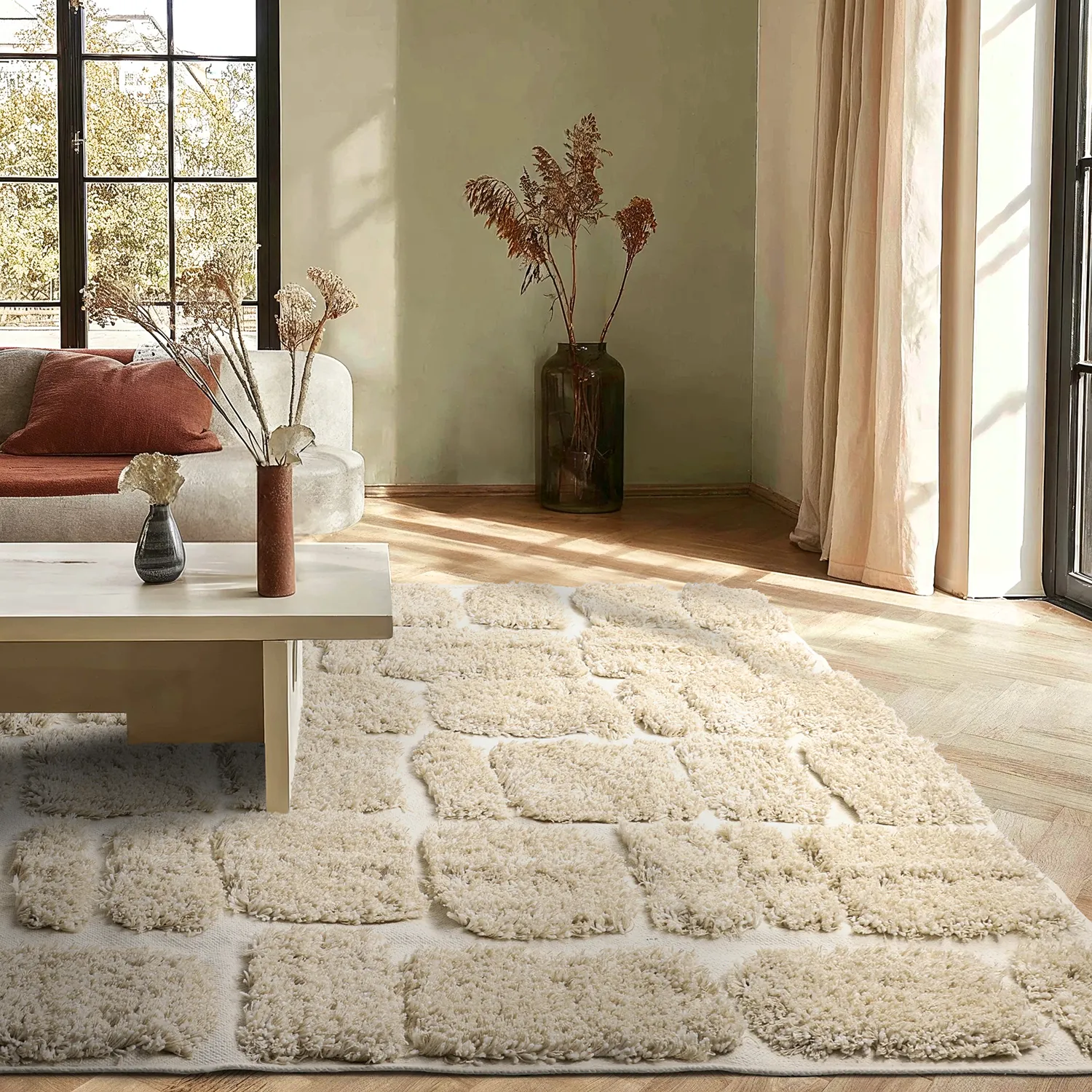 Tappeto A Pelo Lungo - Otranto Natural Cotton Shaggy (bianco)
