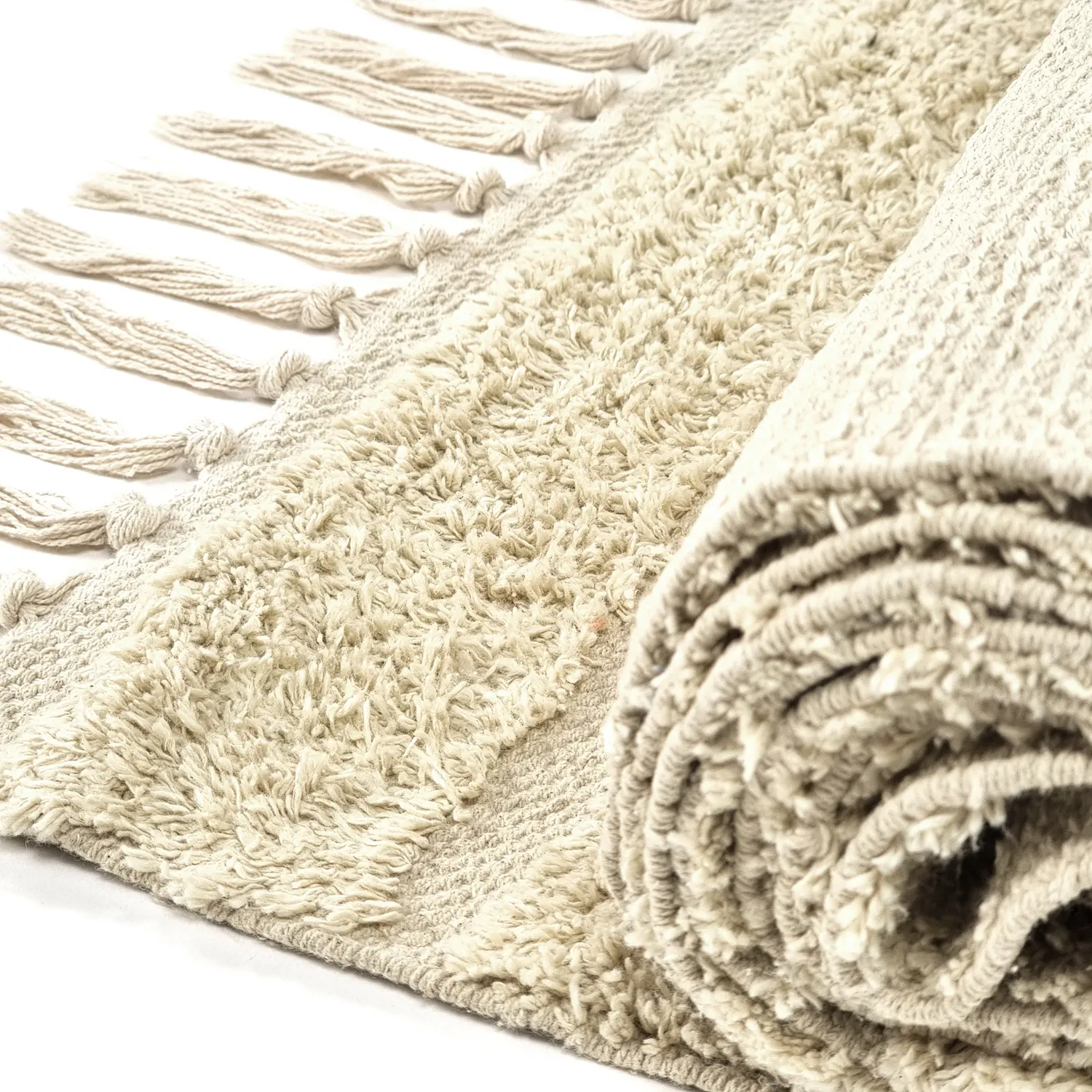 Tappeto A Pelo Lungo - Rani Natural Cotton Shaggy (beige)