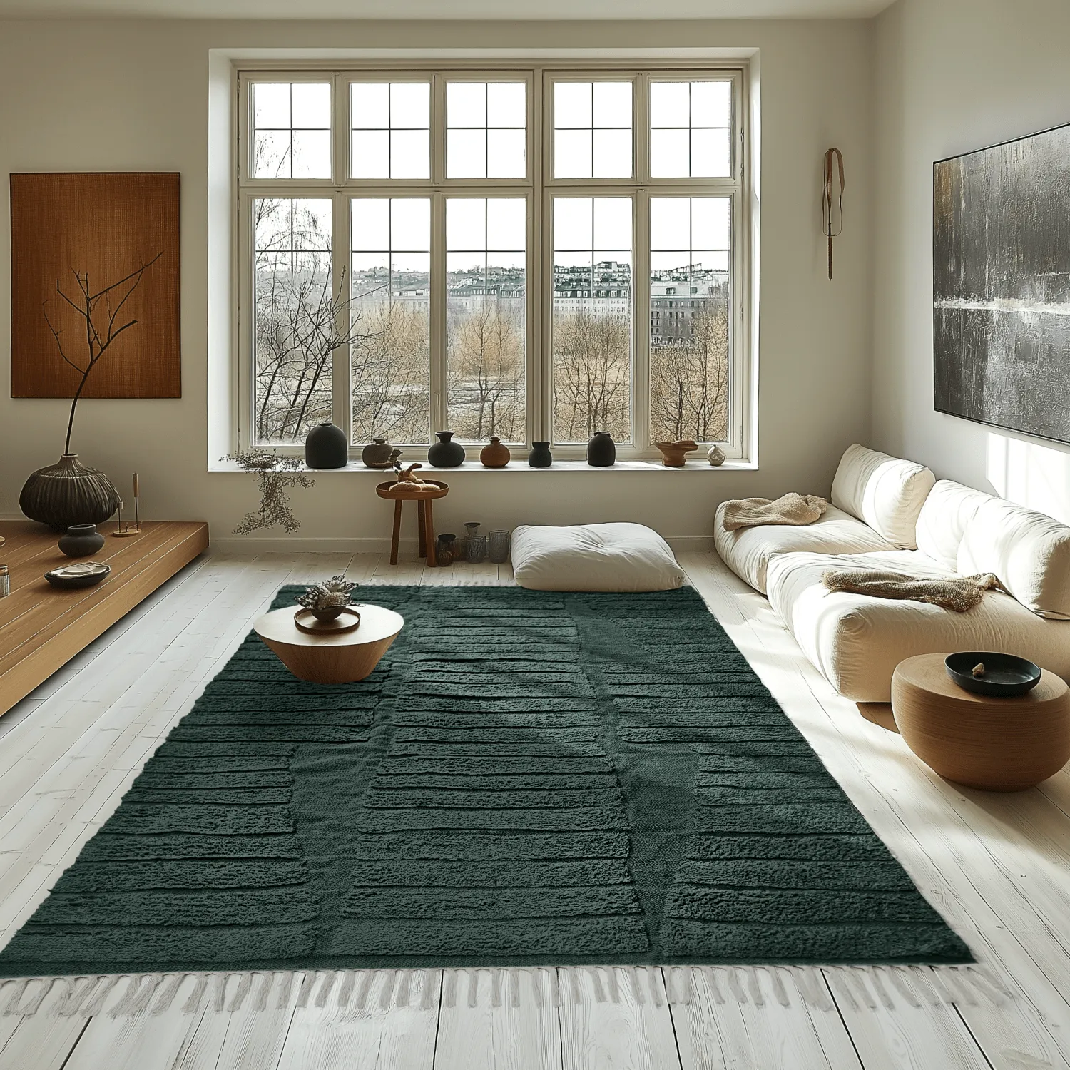Tappeto A Pelo Lungo - Rani Natural Cotton Shaggy (verde)
