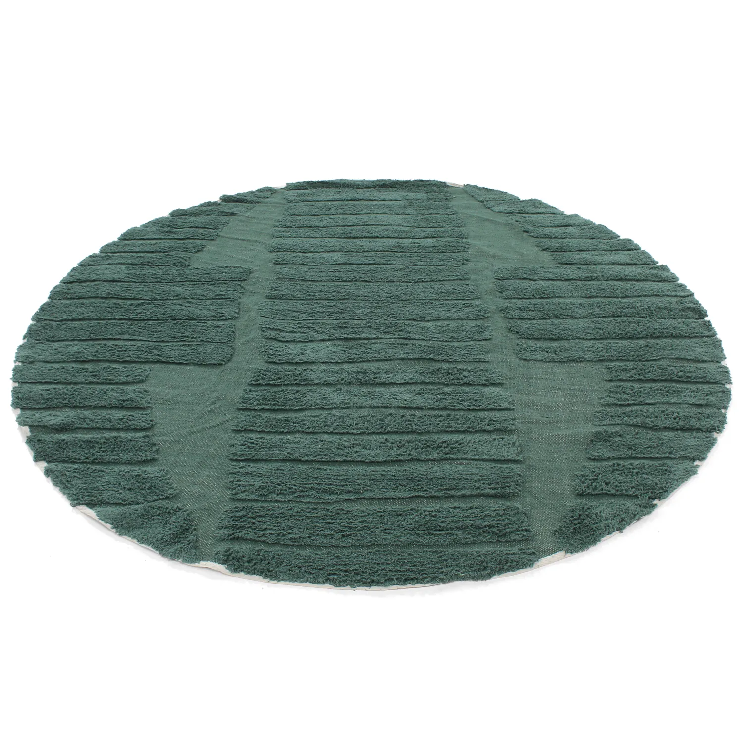 Tappeto rotondo - Rani Natural Cotton Shaggy (verde)