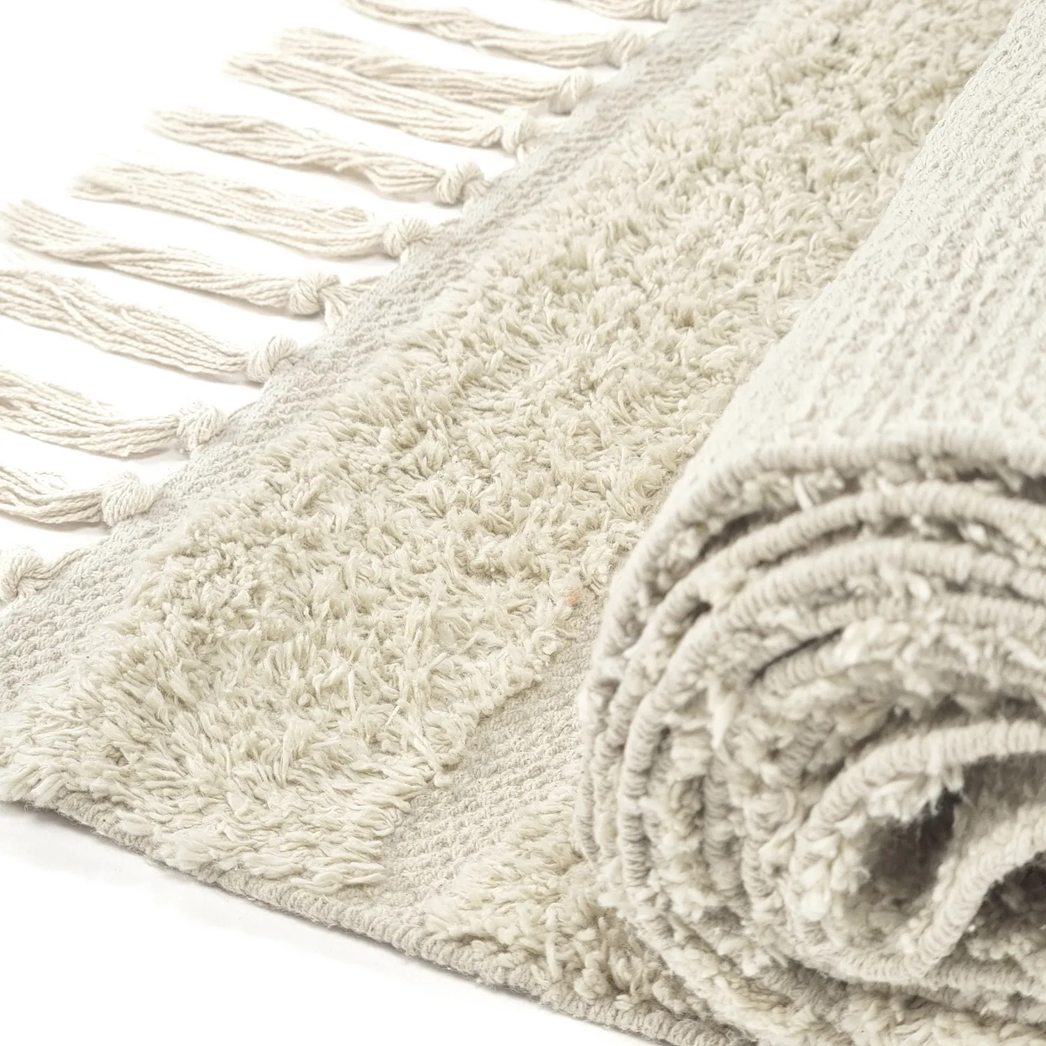 Tappeto A Pelo Lungo - Rani Natural Cotton Shaggy (bianco)