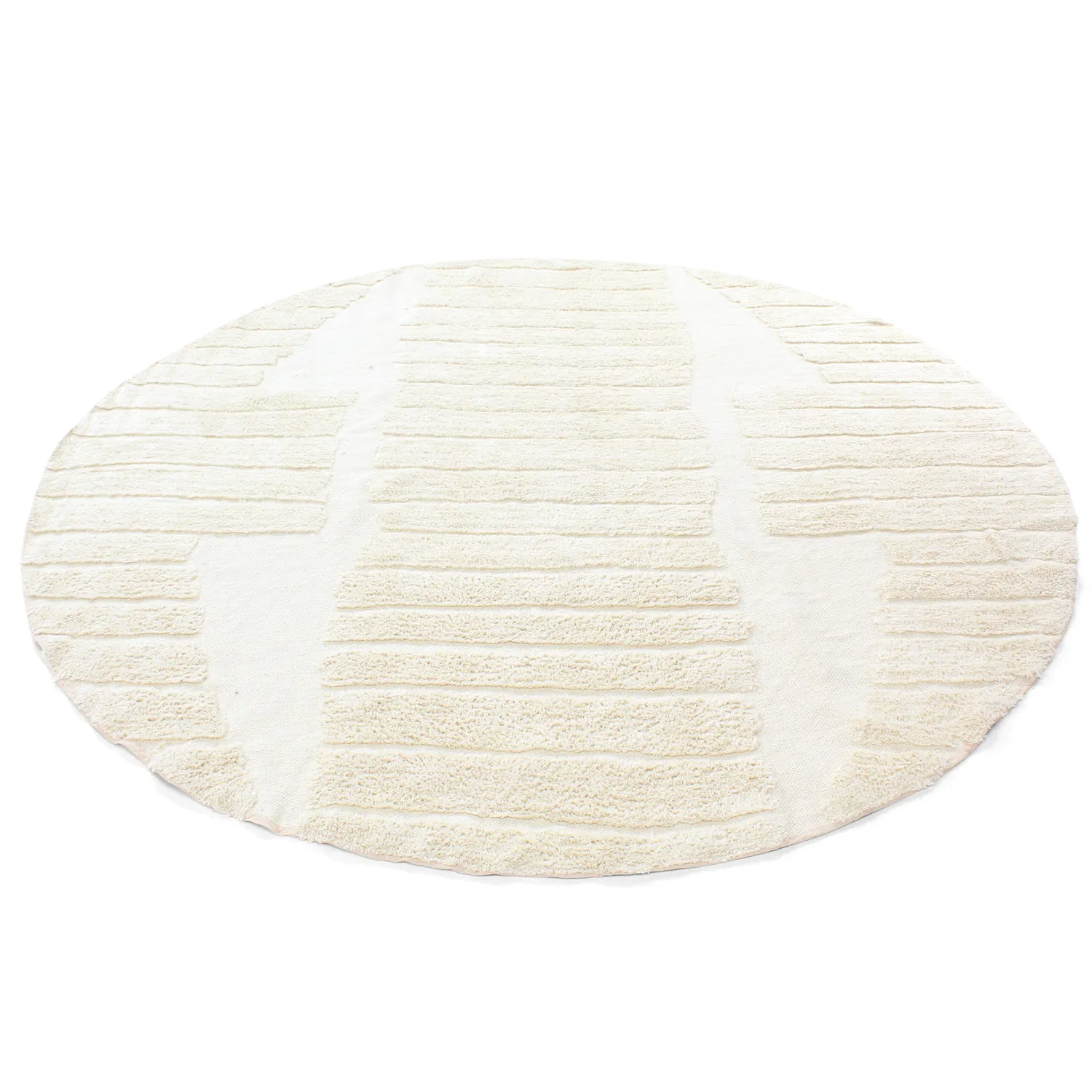 Tappeto rotondo - Rani Natural Cotton Shaggy (bianco)