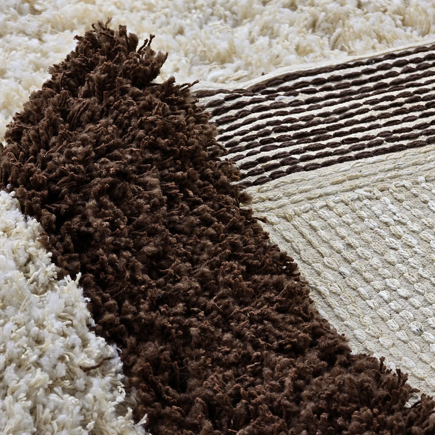 Tappeto A Pelo Lungo - Sagres Natural Cotton Shaggy (bianco sporco/marrone)