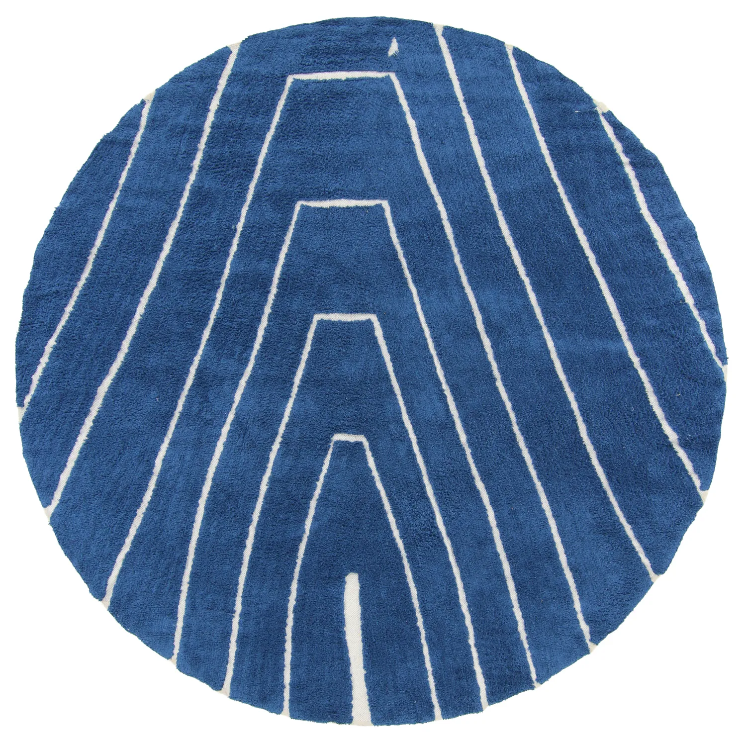 Tappeto rotondo - Sivia Natural Cotton Shaggy (blu)