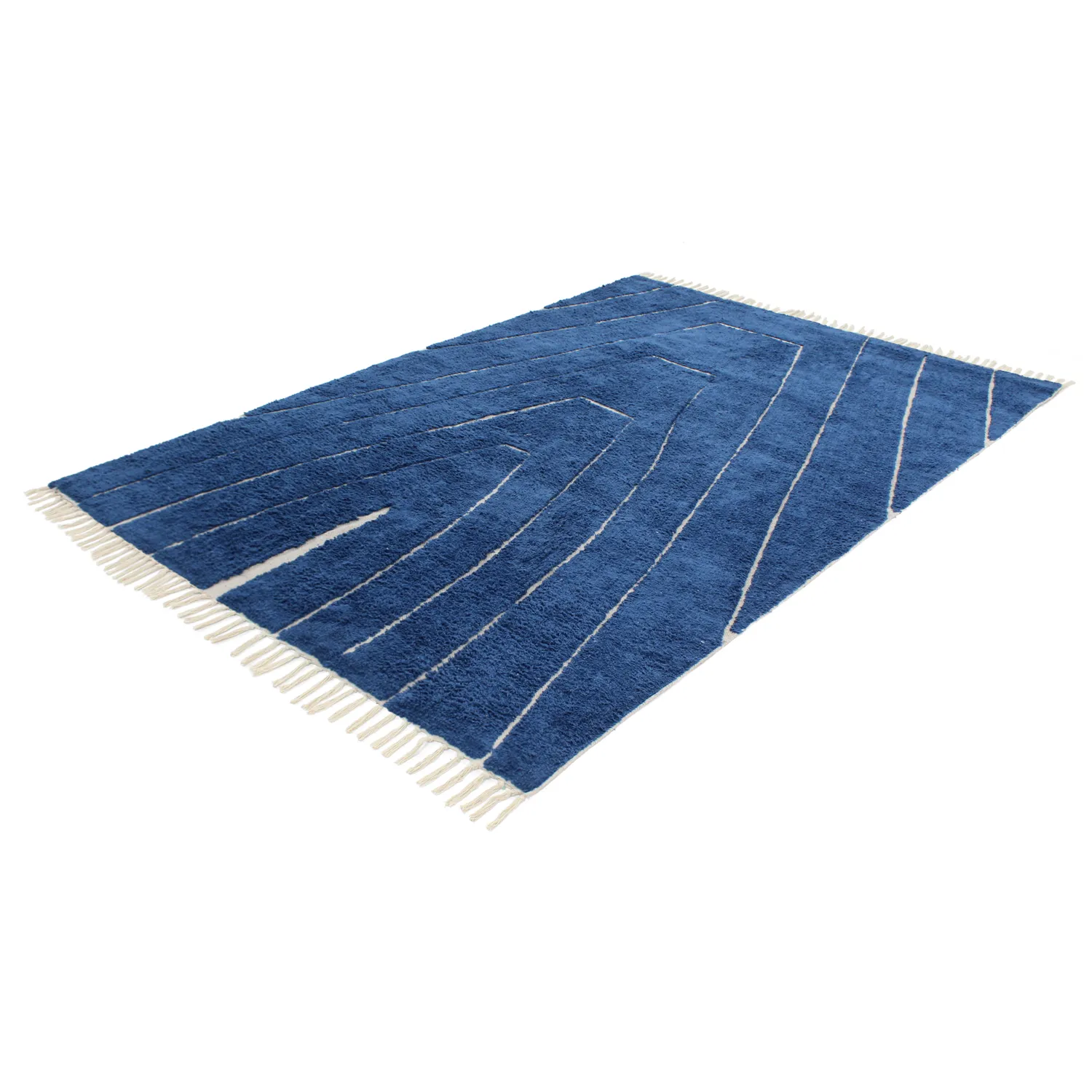Tappeto A Pelo Lungo - Sivia Natural Cotton Shaggy (blu)
