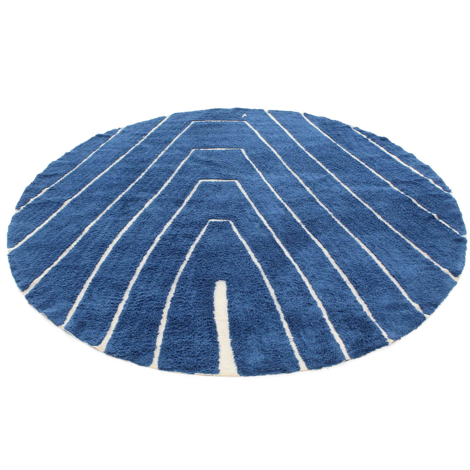 Tappeto rotondo - Sivia Natural Cotton Shaggy (blu)