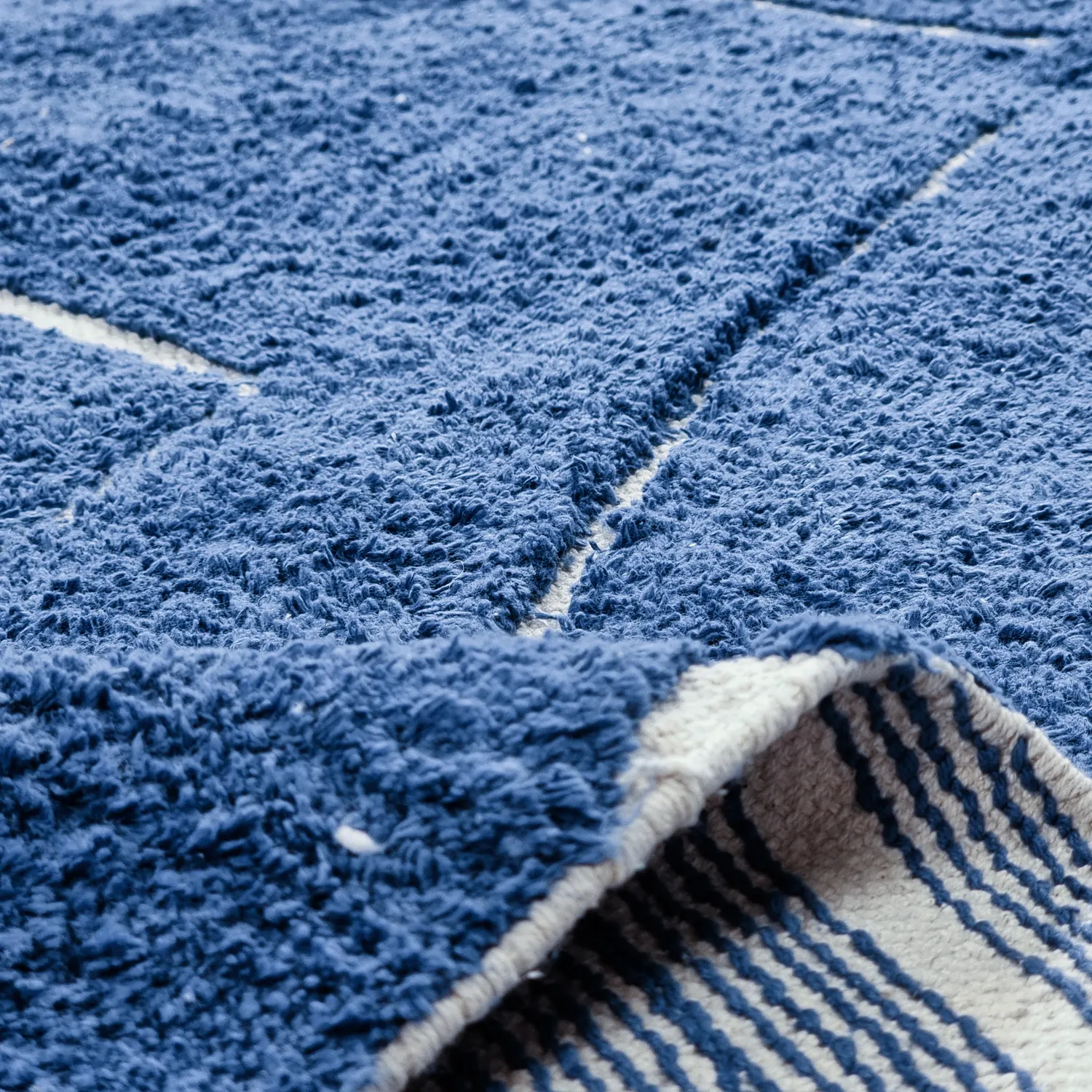Tappeto rotondo - Sivia Natural Cotton Shaggy (blu)