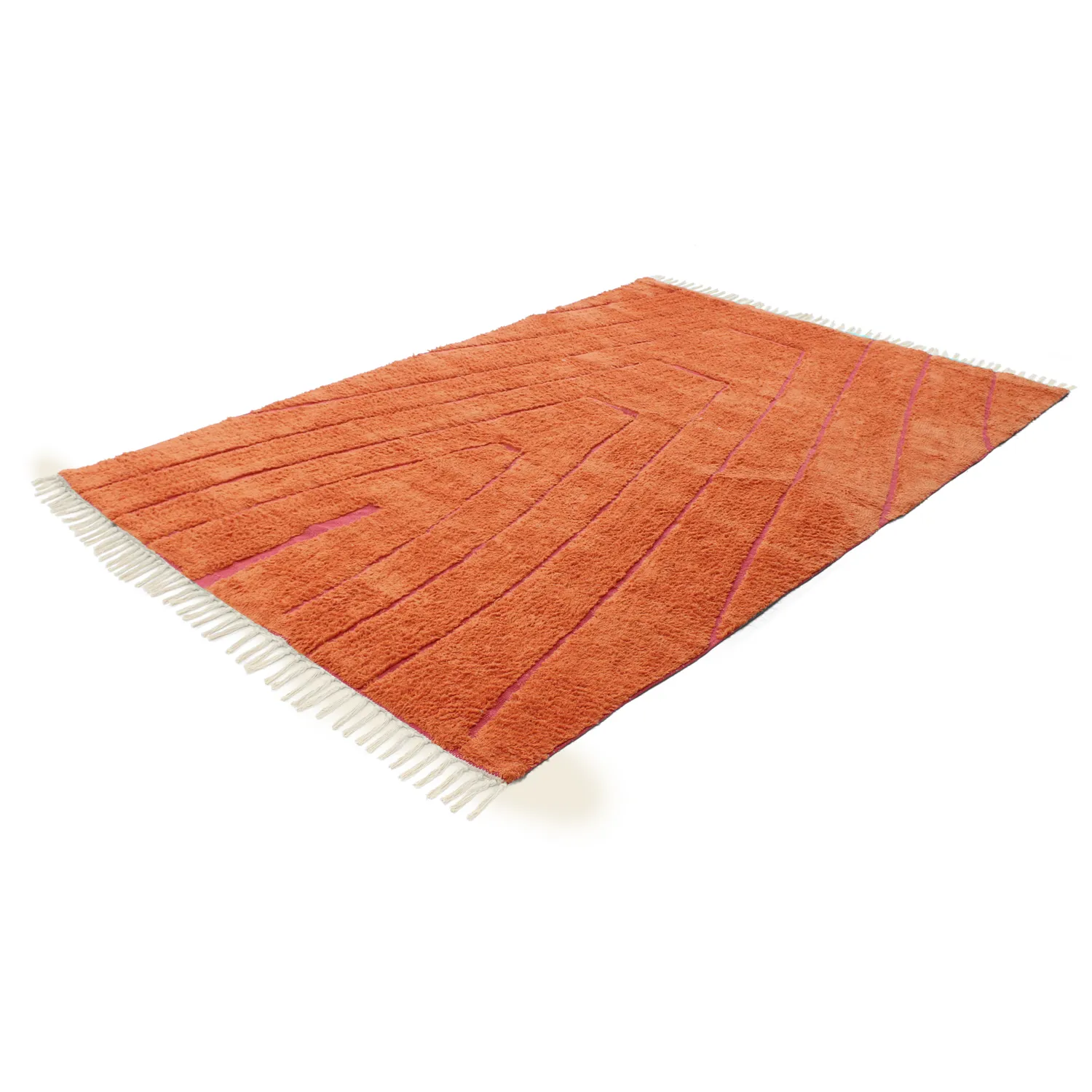 Tappeto A Pelo Lungo - Sivia Natural Cotton Shaggy (rosso/arancia)