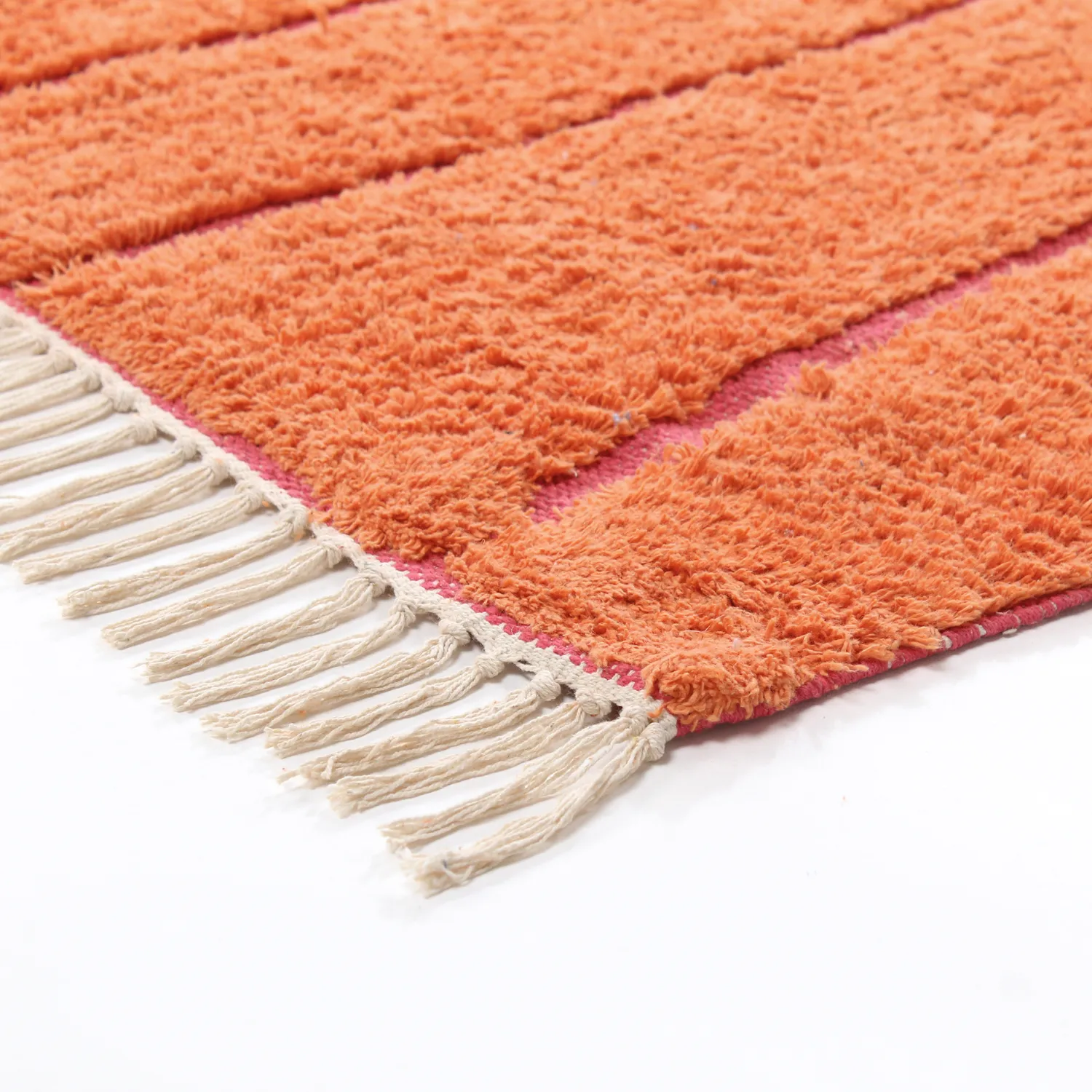 Tappeto A Pelo Lungo - Sivia Natural Cotton Shaggy (rosso/arancia)