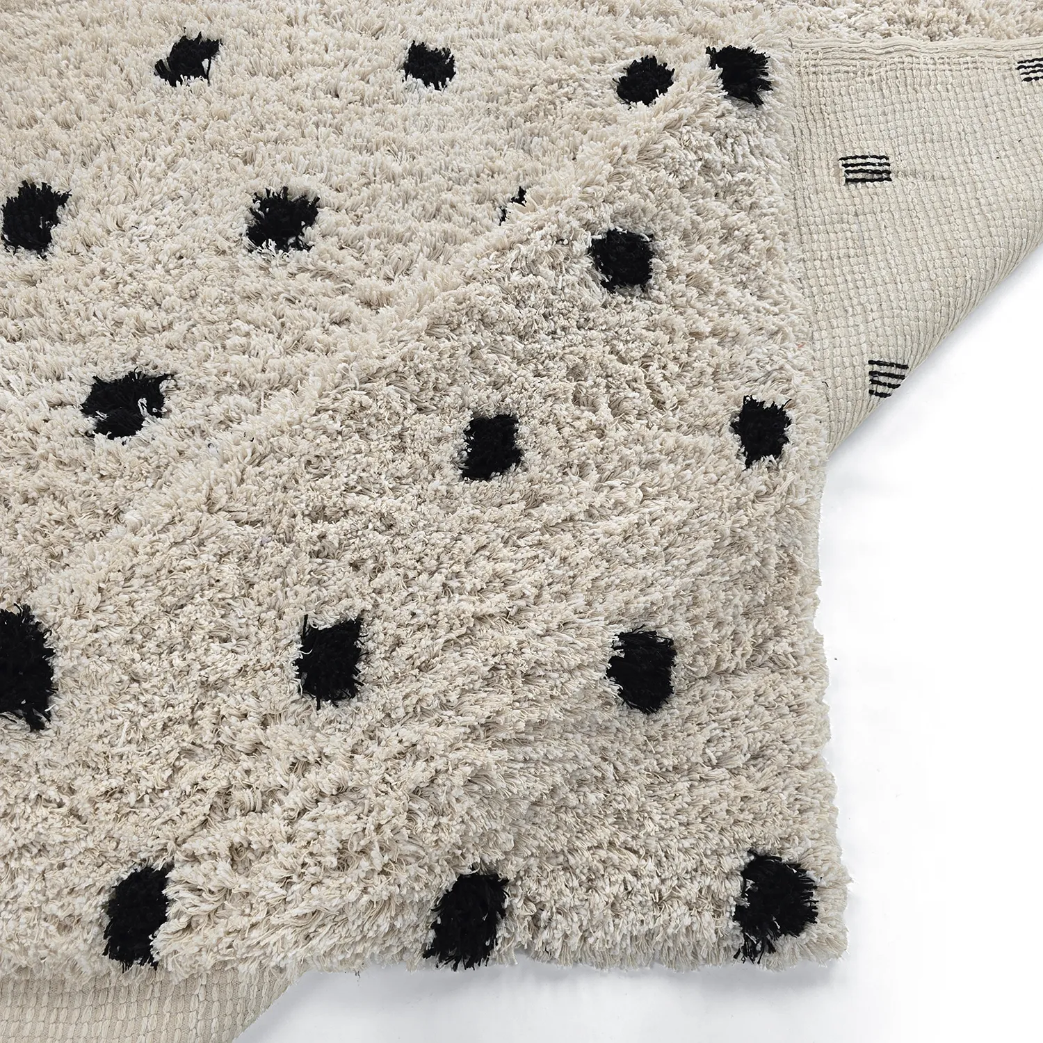 Tappeto A Pelo Lungo - Soria Natural Cotton Shaggy (bianco sporco/nero)