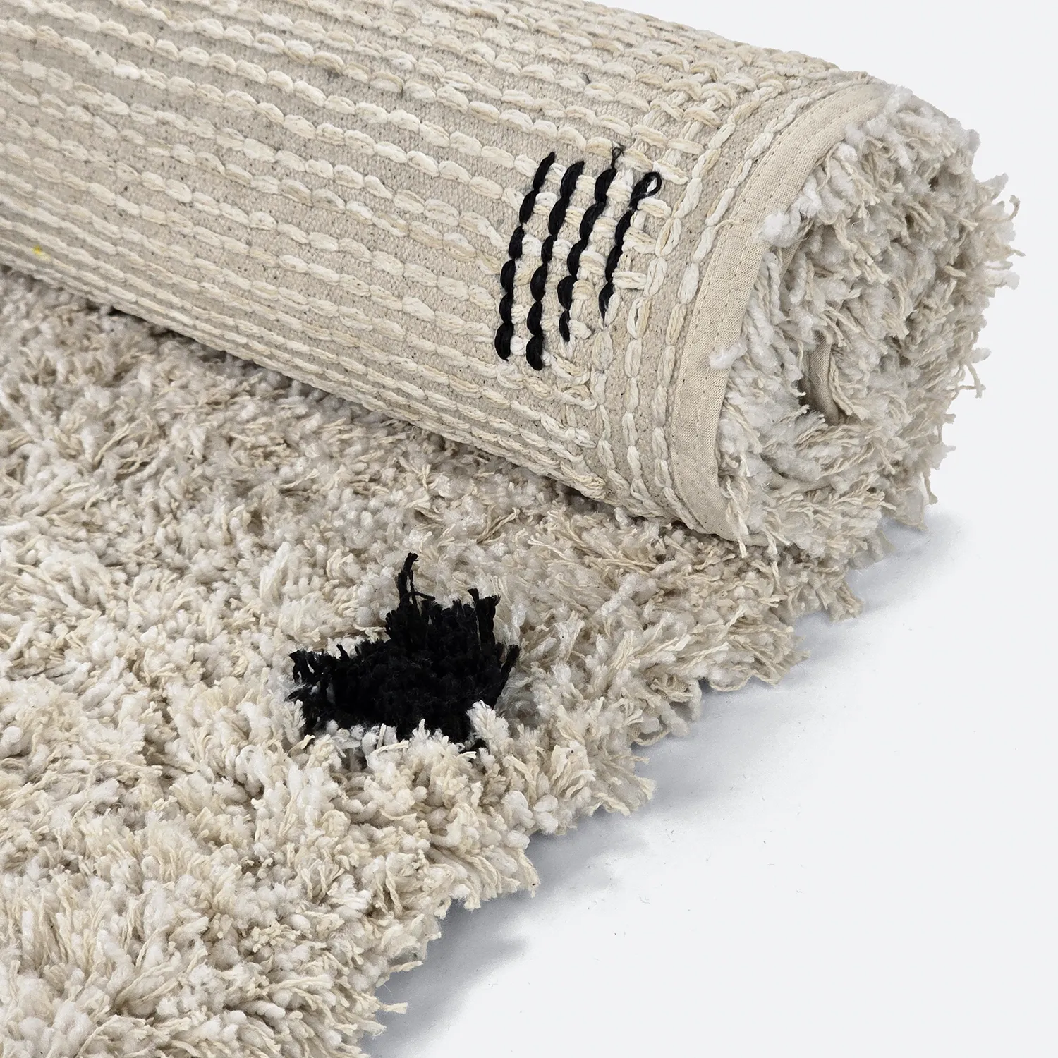 Tappeto A Pelo Lungo - Soria Natural Cotton Shaggy (bianco sporco/nero)