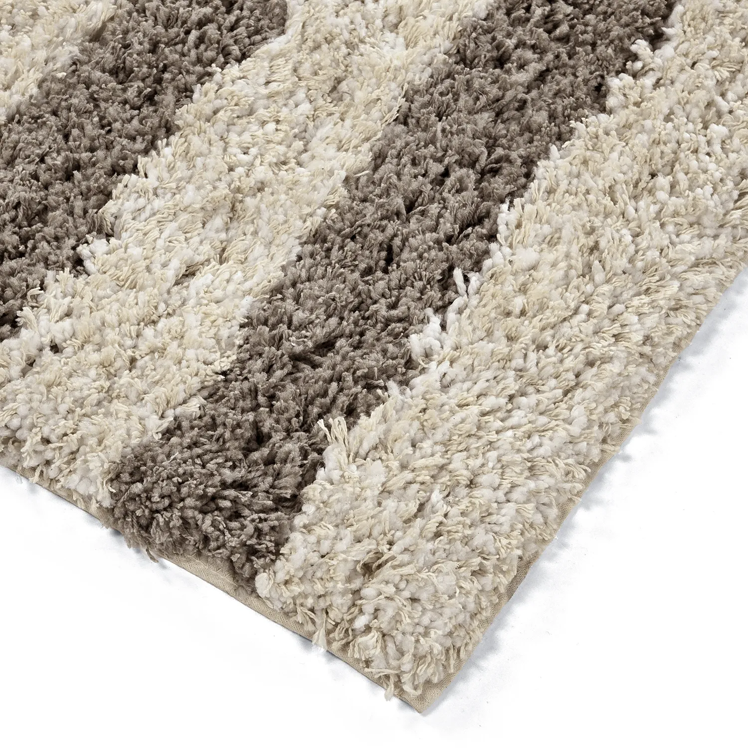 Tappeto A Pelo Lungo - Thira Stripe Cotton Shaggy (crema/taupe)