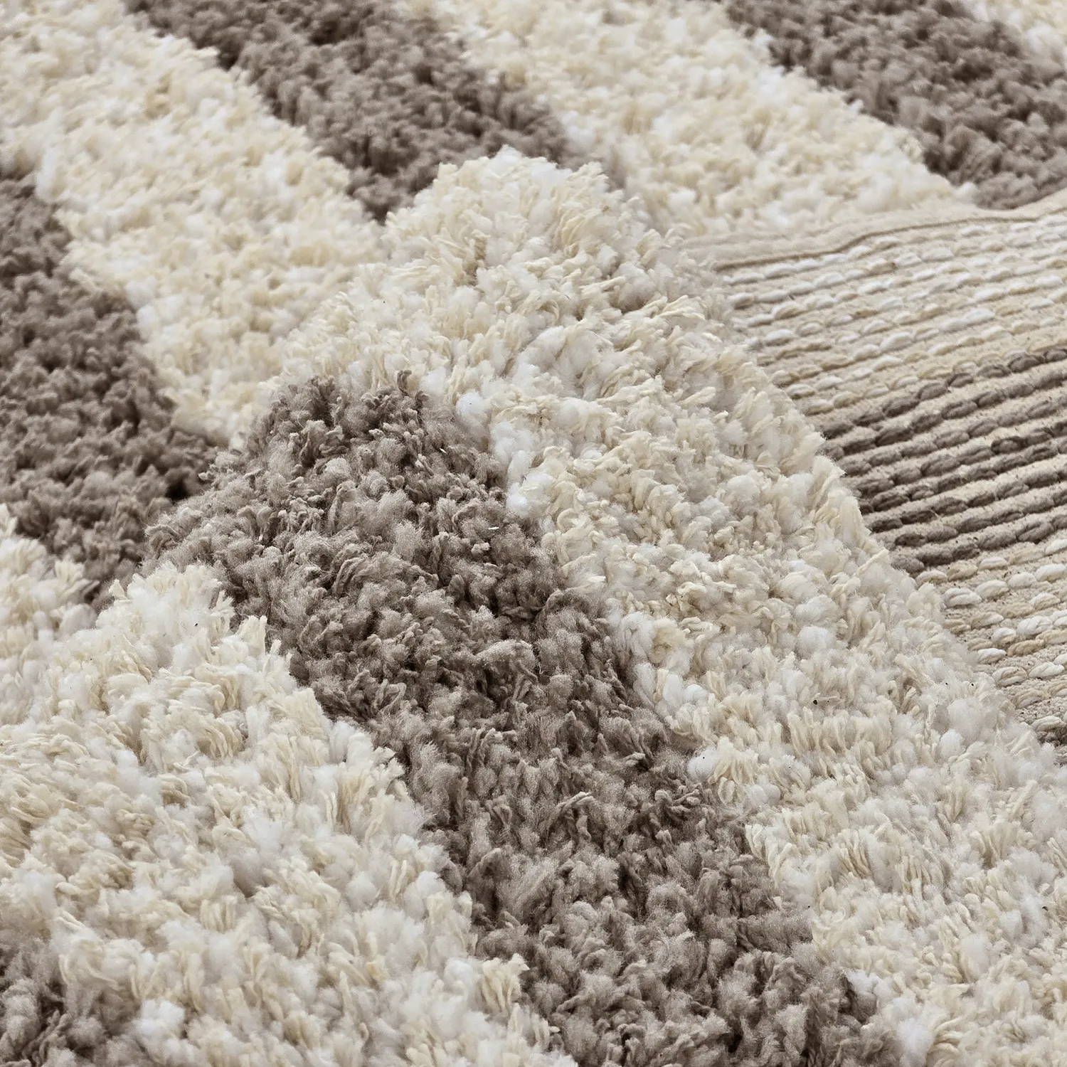 Tappeto A Pelo Lungo - Thira Stripe Cotton Shaggy (crema/taupe)