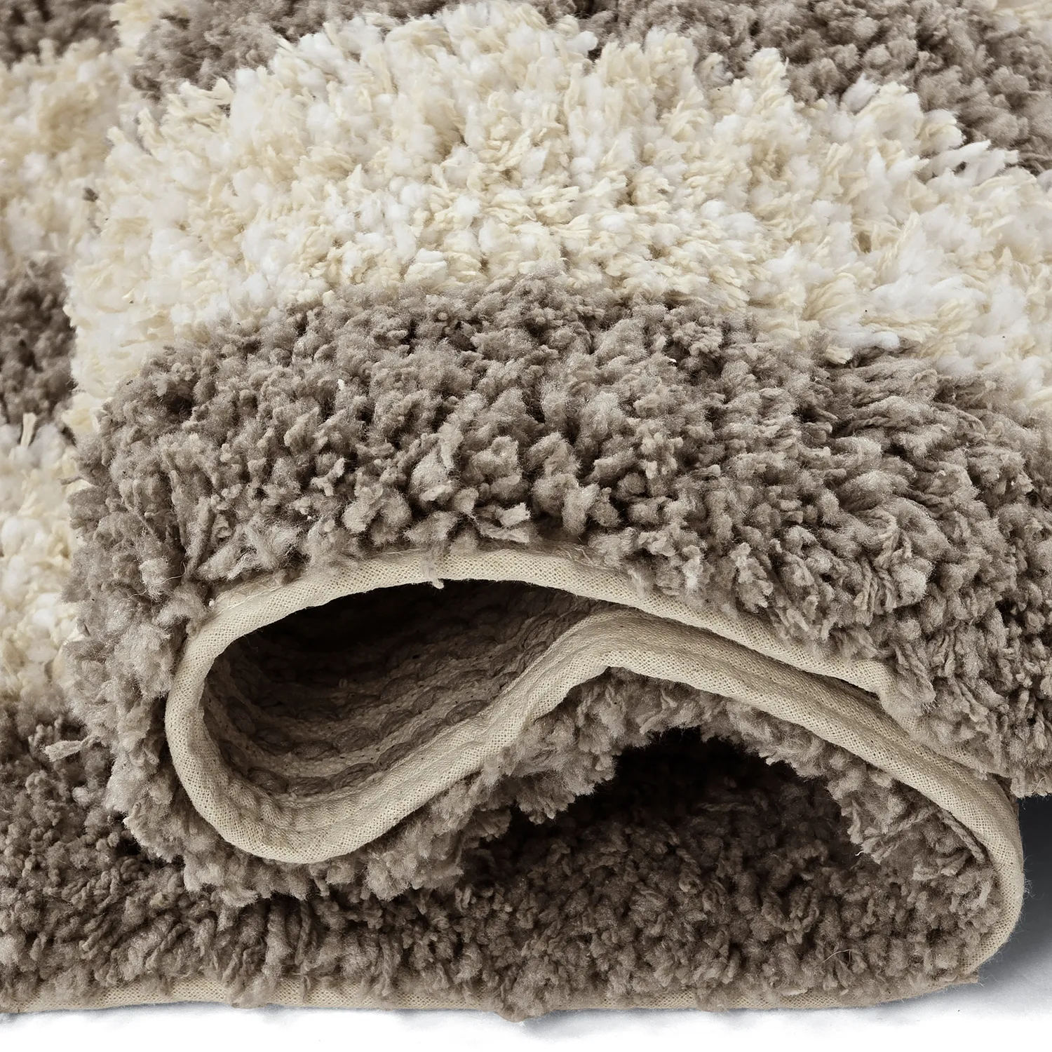 Tappeto A Pelo Lungo - Thira Stripe Cotton Shaggy (crema/taupe)