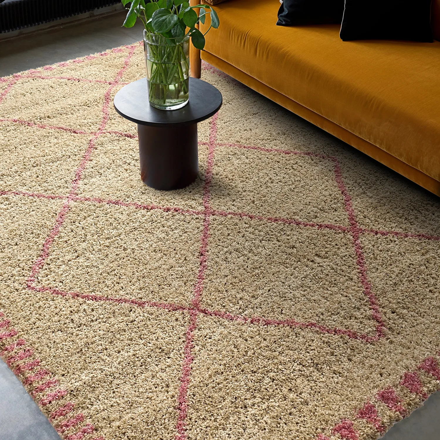 Tappeto A Pelo Lungo - Tiznit (beige/rosa)