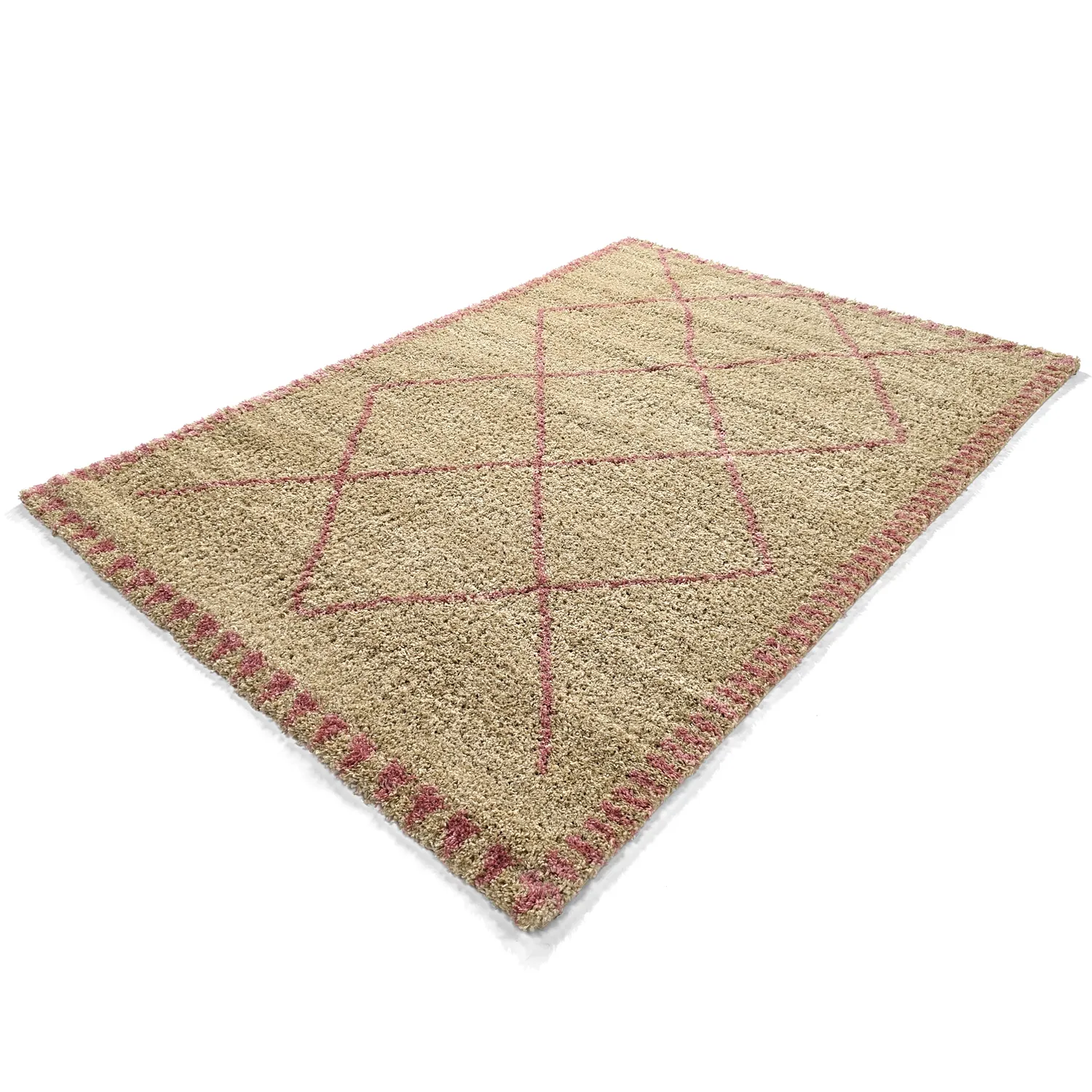 Tappeto A Pelo Lungo - Tiznit (beige/rosa)