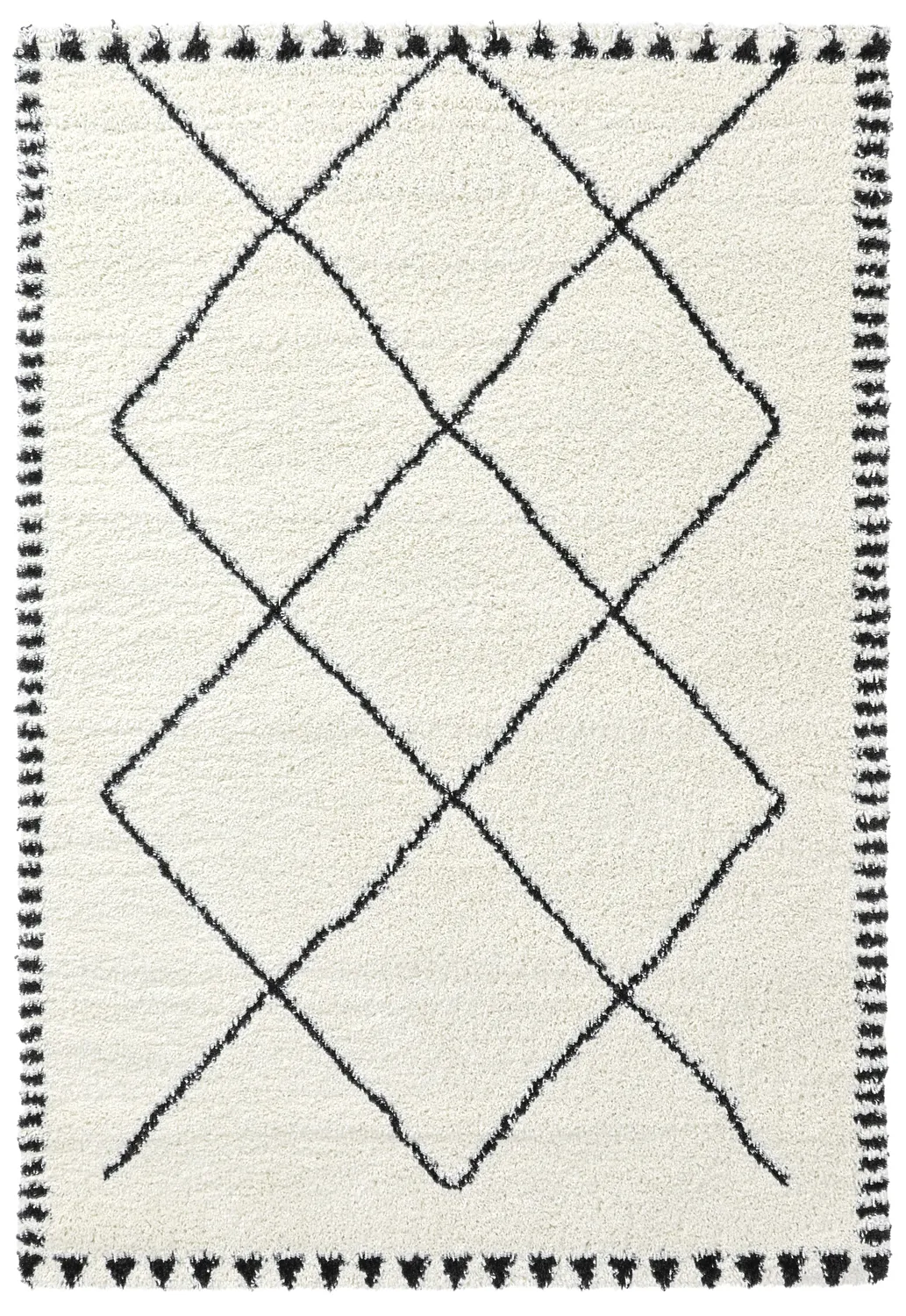 Tappeto A Pelo Lungo - Tiznit (bianco/nero)