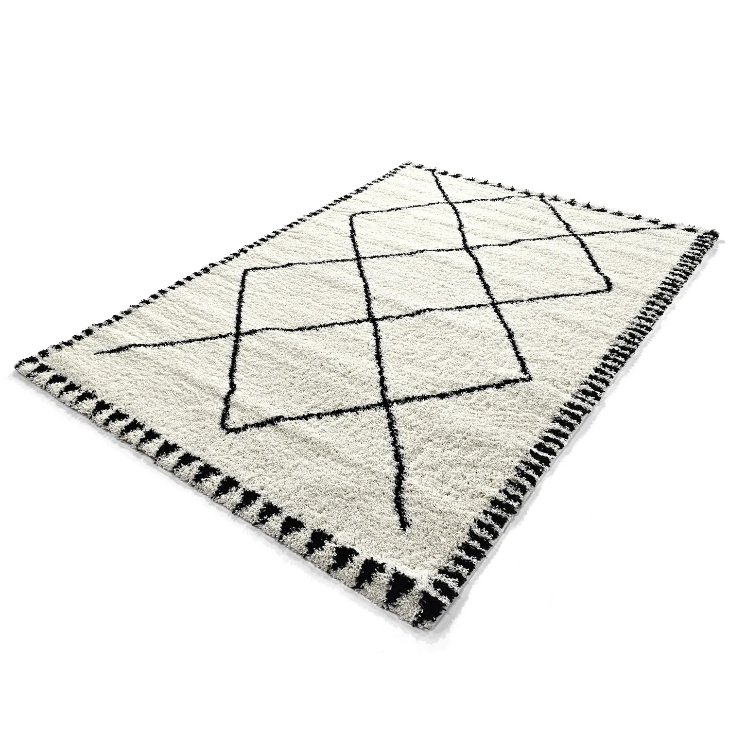 Tappeto A Pelo Lungo - Tiznit (bianco/nero)