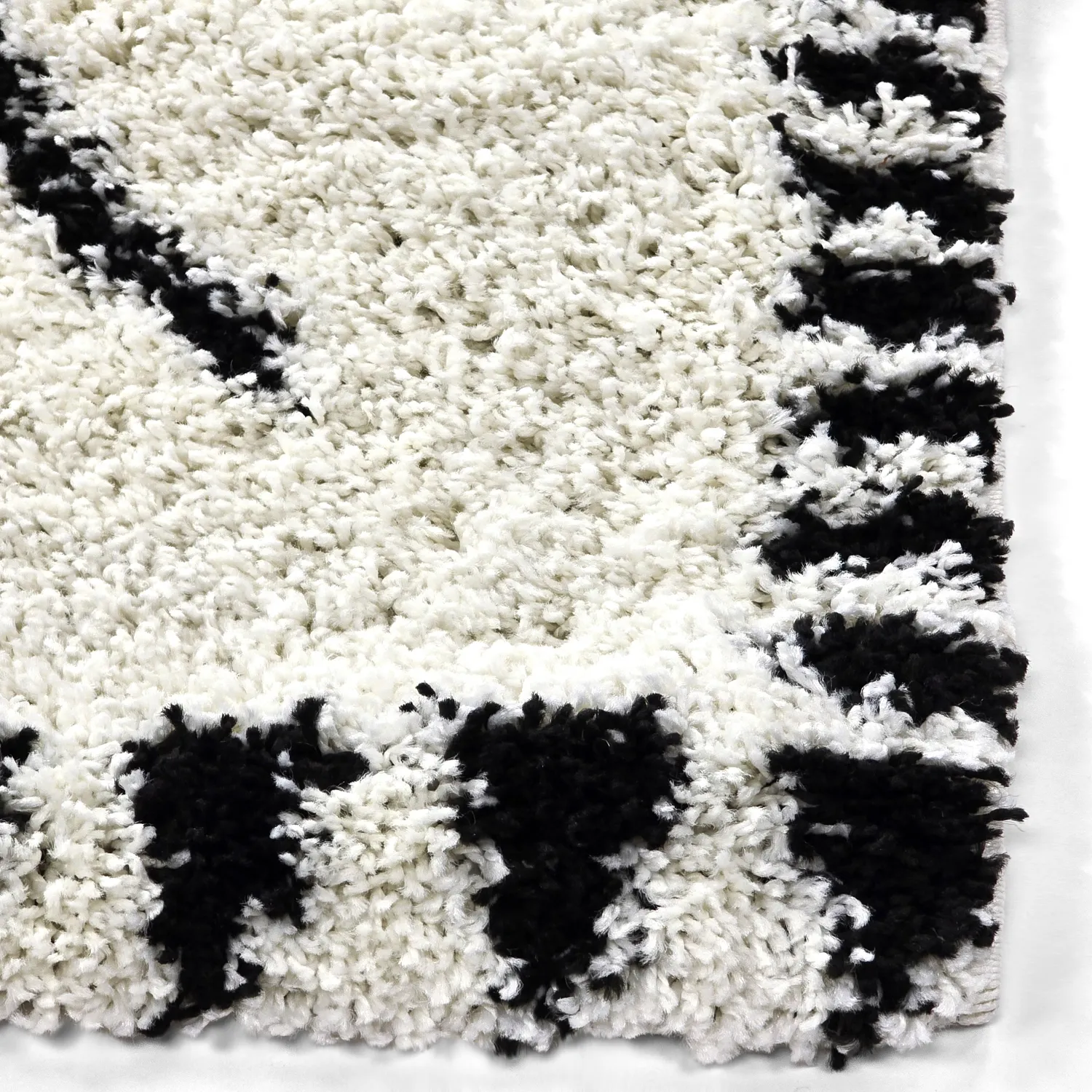 Tappeto A Pelo Lungo - Tiznit (bianco/nero)