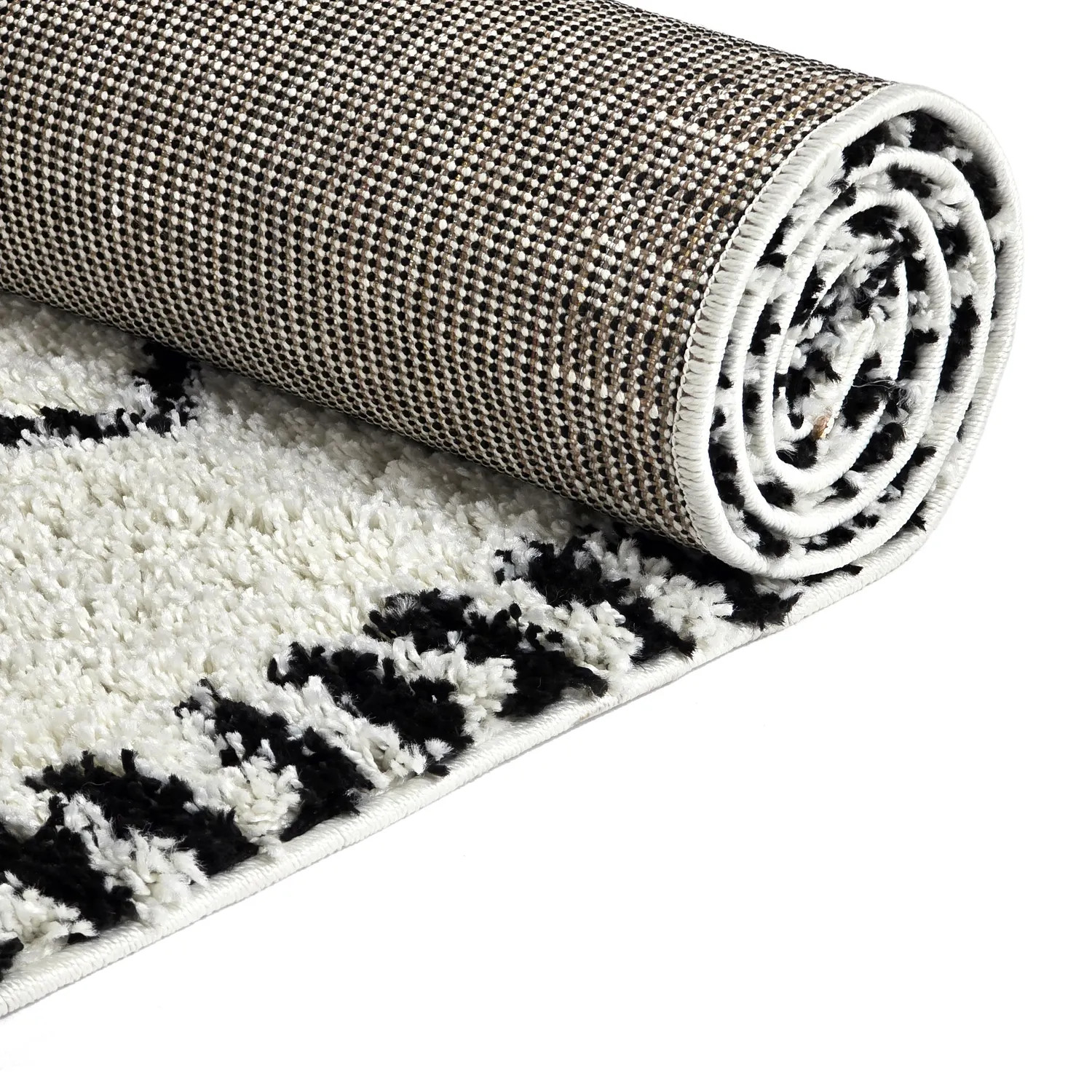 Tappeto A Pelo Lungo - Tiznit (bianco/nero)