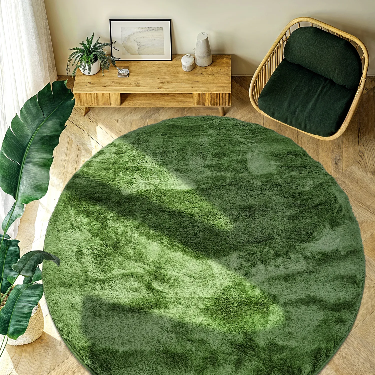 Tappeti rotondi - Aranga Super Soft Fur (verde oliva)