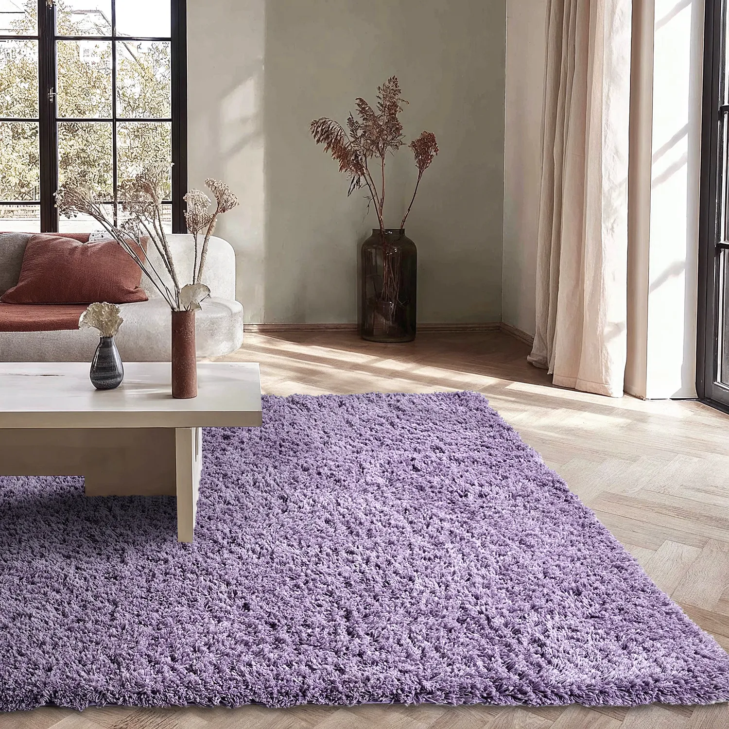 Tappeto A Pelo Lungo - Combarro Solid Cotton Shaggy (viola chiaro)