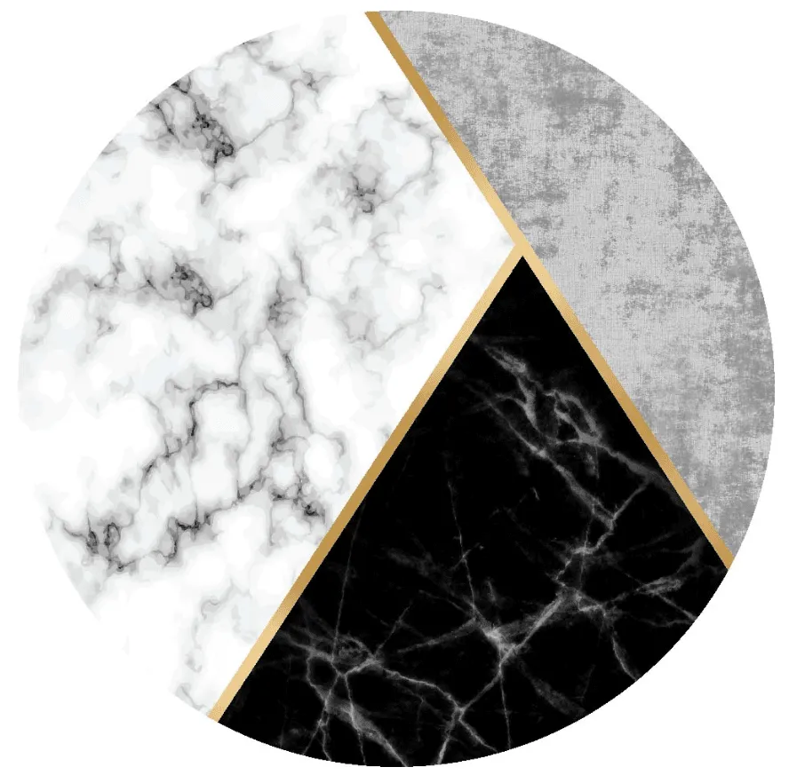Tappeto rotondo - Savino (nero/bianco/grigio)