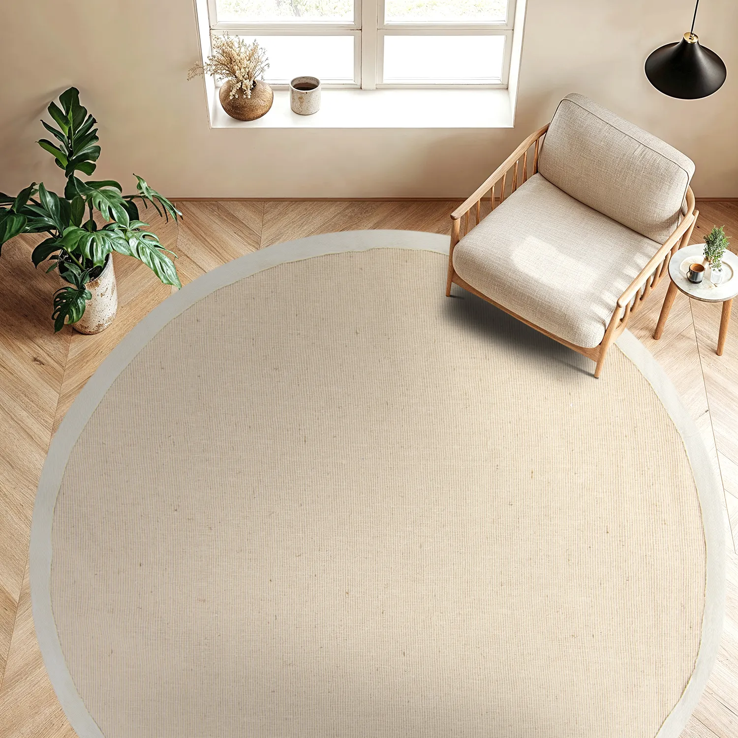 Tappeto rotondo (sisal) - Agave (beige/grigio)