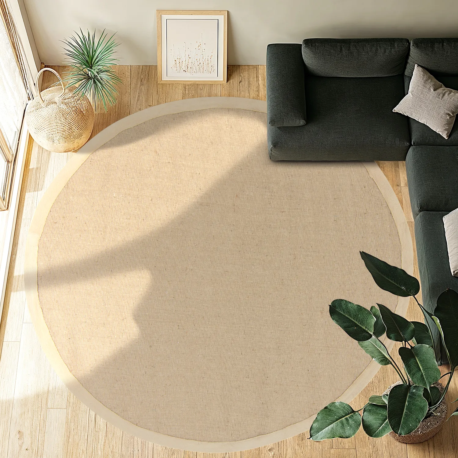 Tappeto rotondo (sisal) - Agave (beige/beige)
