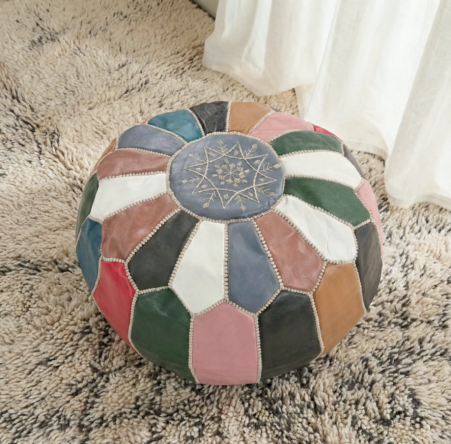 Pouf - Pouf In Pelle Dal Morocco (multi) 04