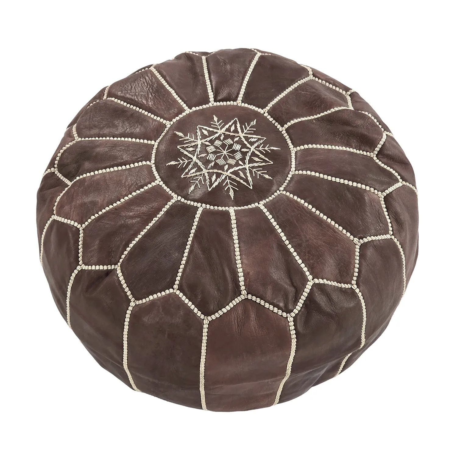 Pouf - Pouf In Pelle Dal Morocco (marrone scuro)