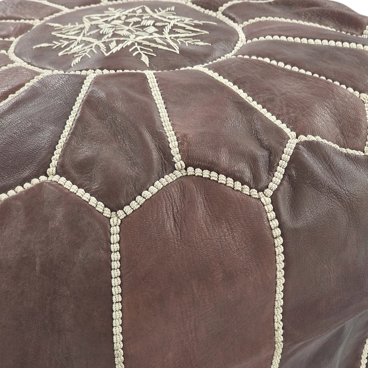 Pouf - Pouf In Pelle Dal Morocco (marrone scuro)