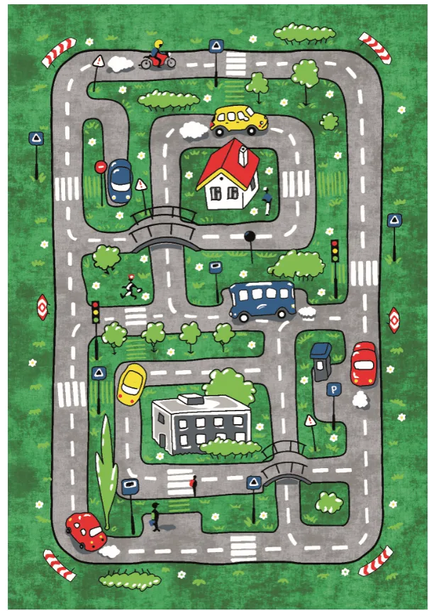 Tappeti per bambini - Village Road (verde)