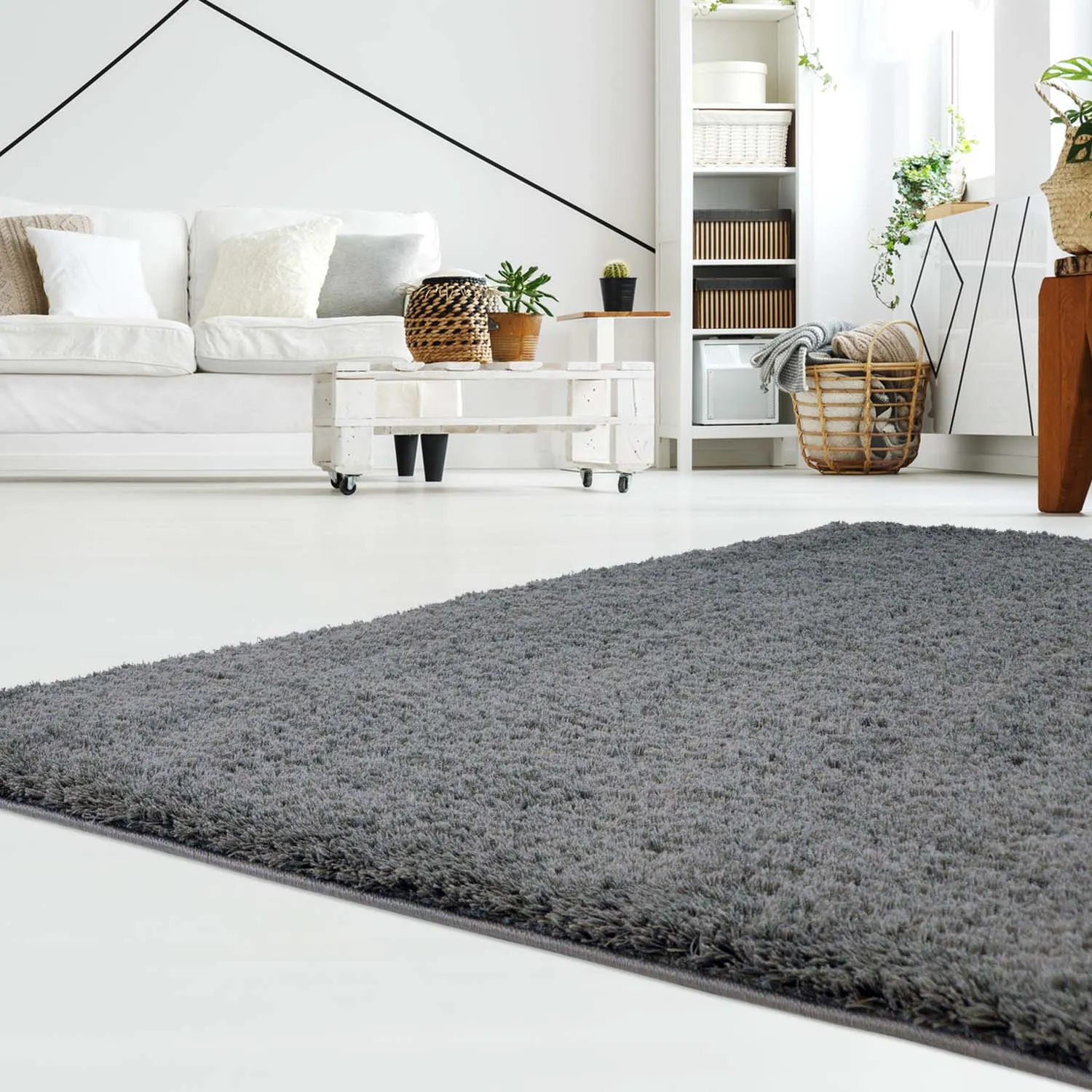 Tappeto A Pelo Lungo - Soft Shine (Grigio scuro)