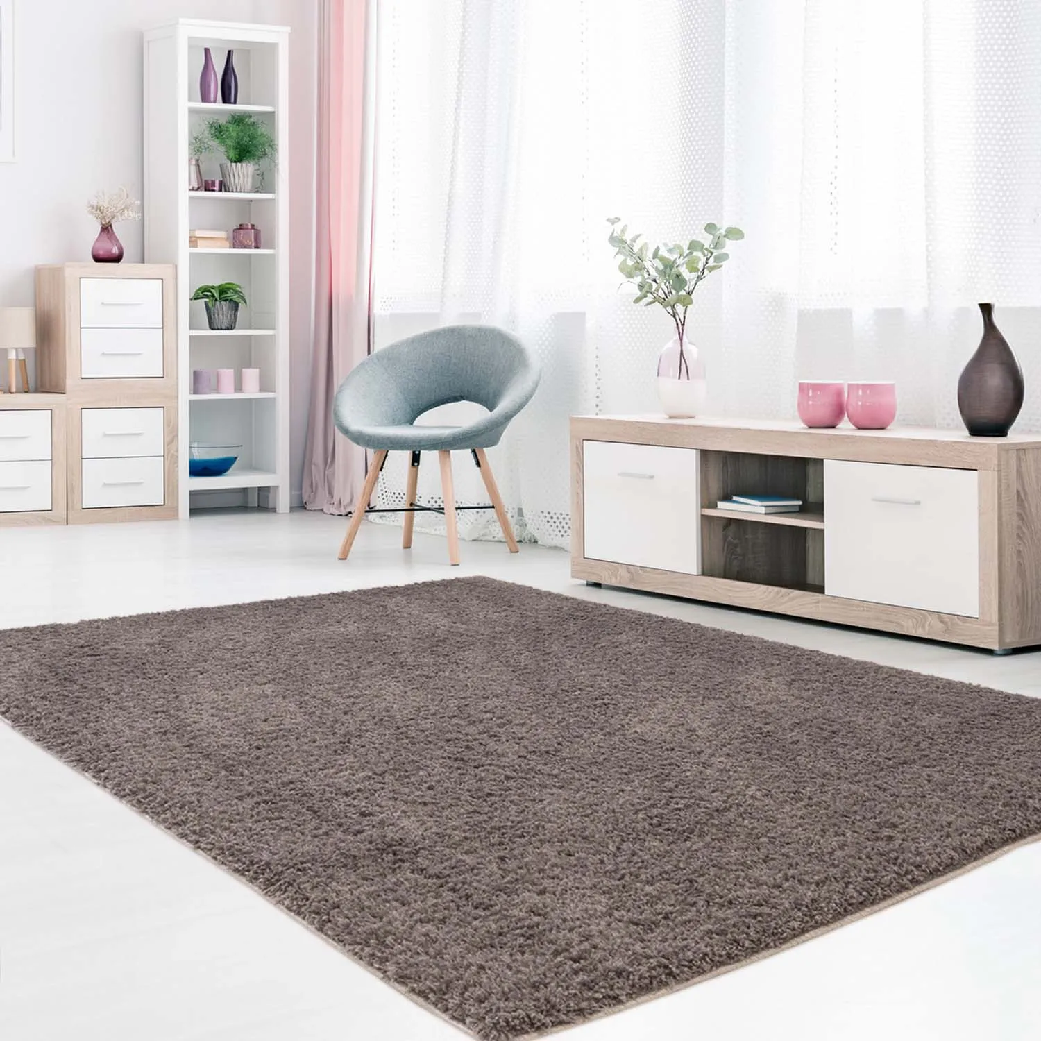 Tappeto A Pelo Lungo - Soft Shine (marrone)