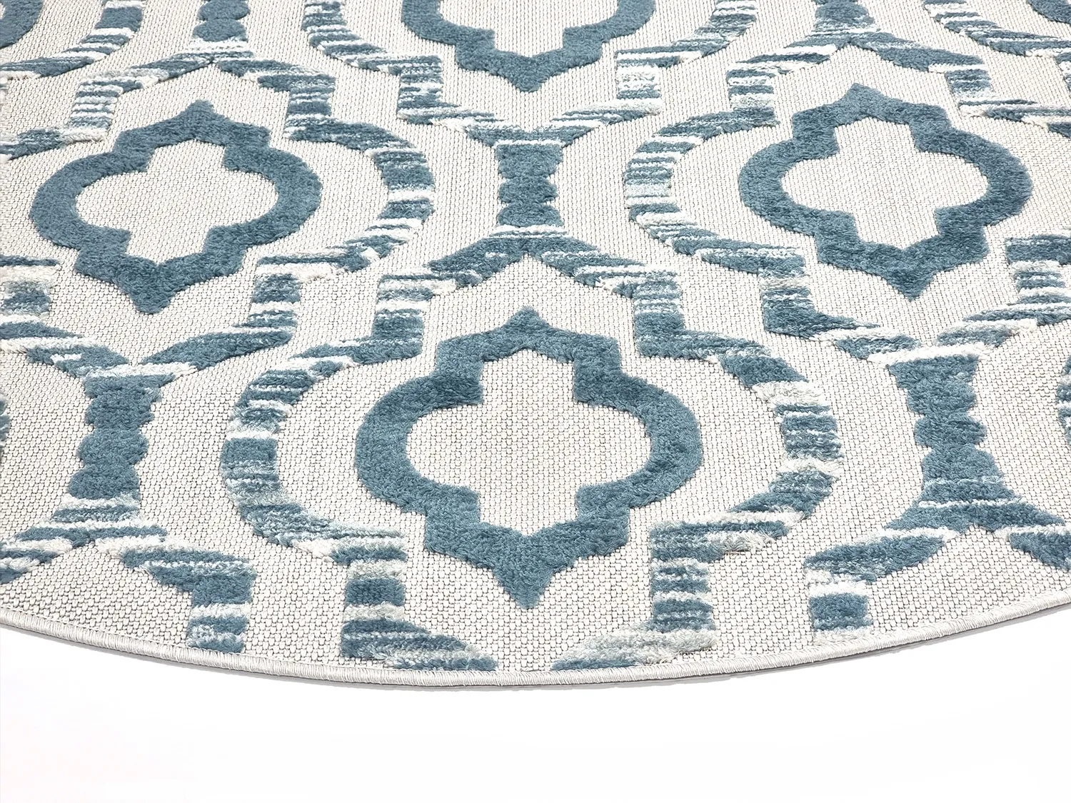 Tappeti rotondi - Indoor/Outdoor Trenton (bianco/blu)
