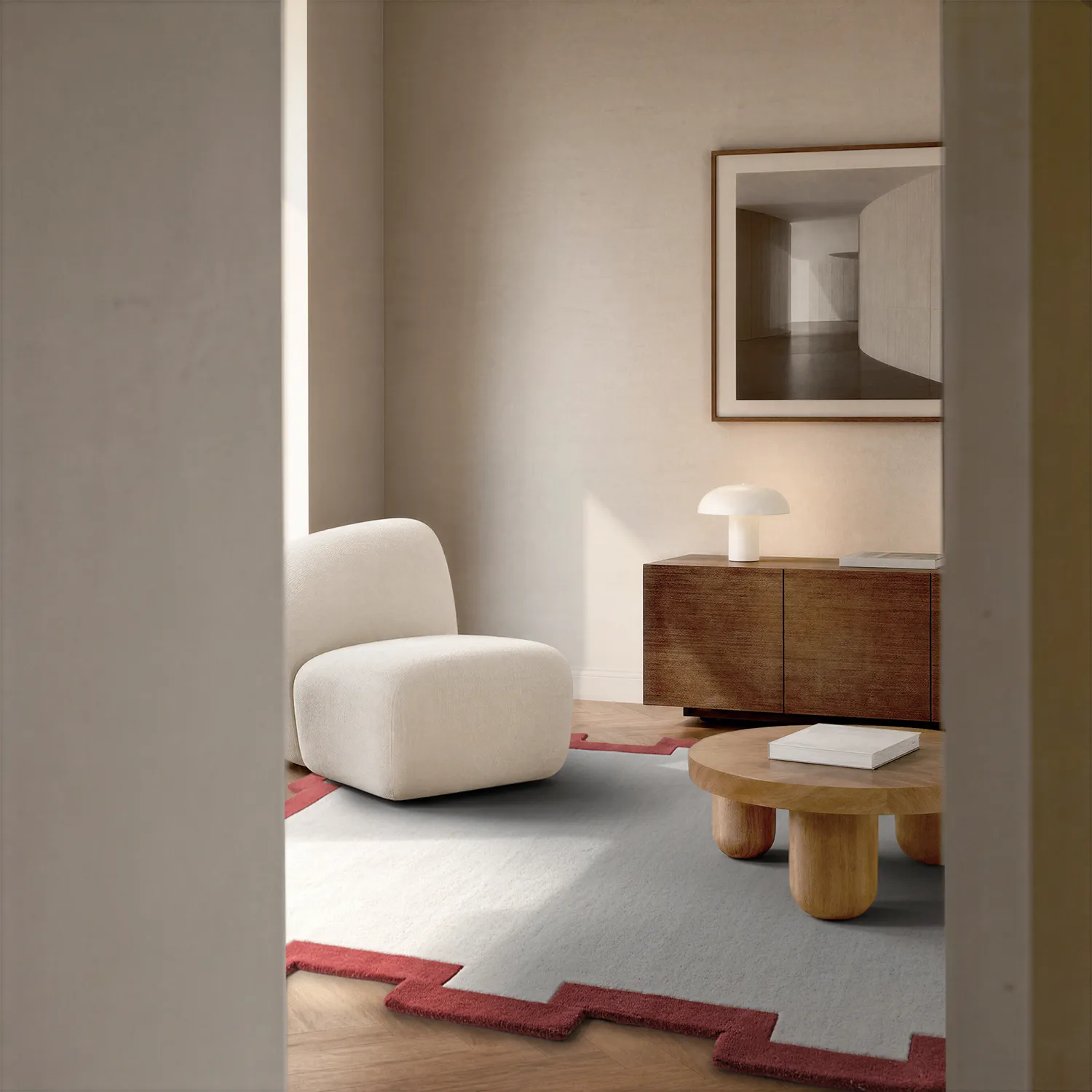 Tappeto In Lana - Agra Hand Tufted Wool Premium (crema/rosso)