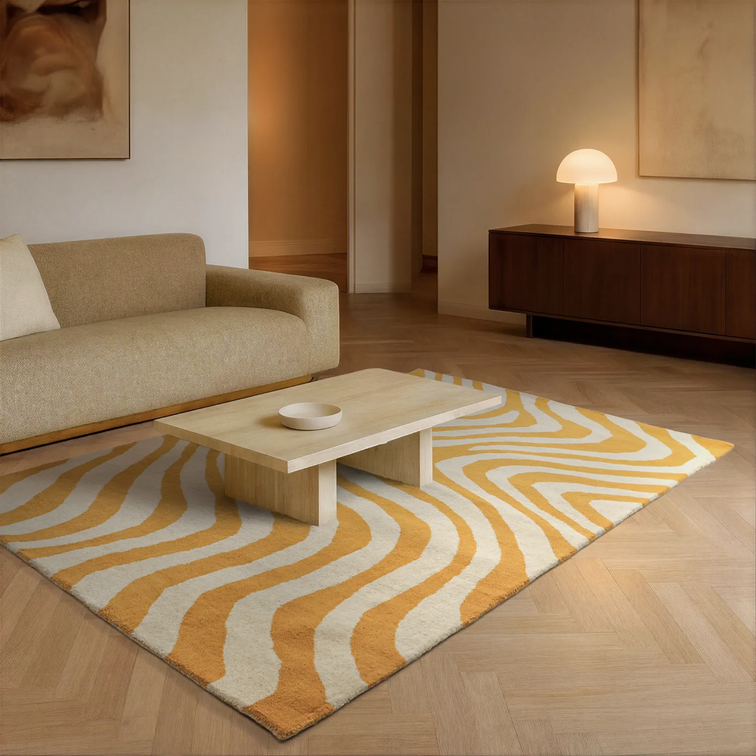 Tappeto In Lana - Aiz Hand Tufted Wool Premium (giallo)