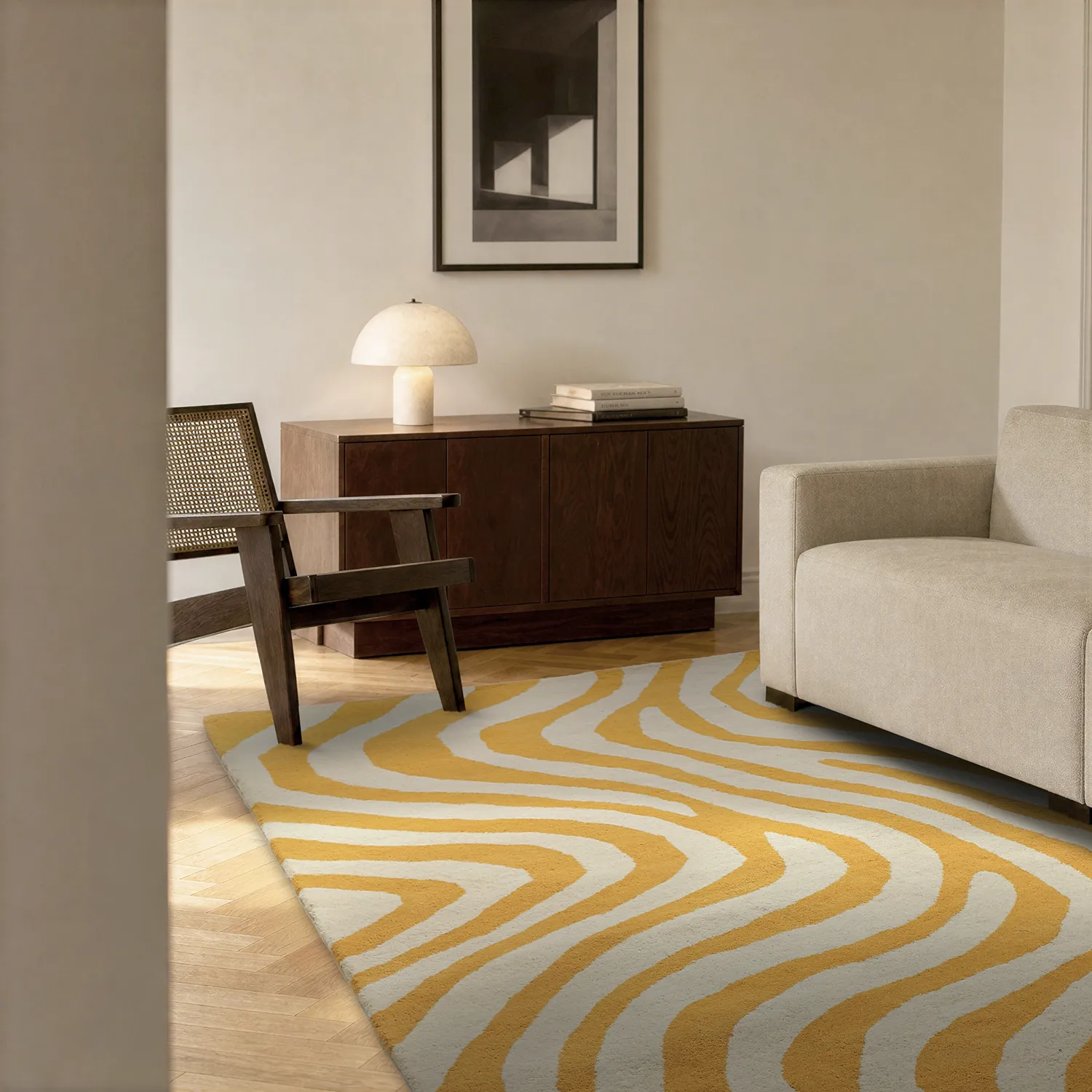 Tappeto In Lana - Aiz Hand Tufted Wool Premium (giallo)