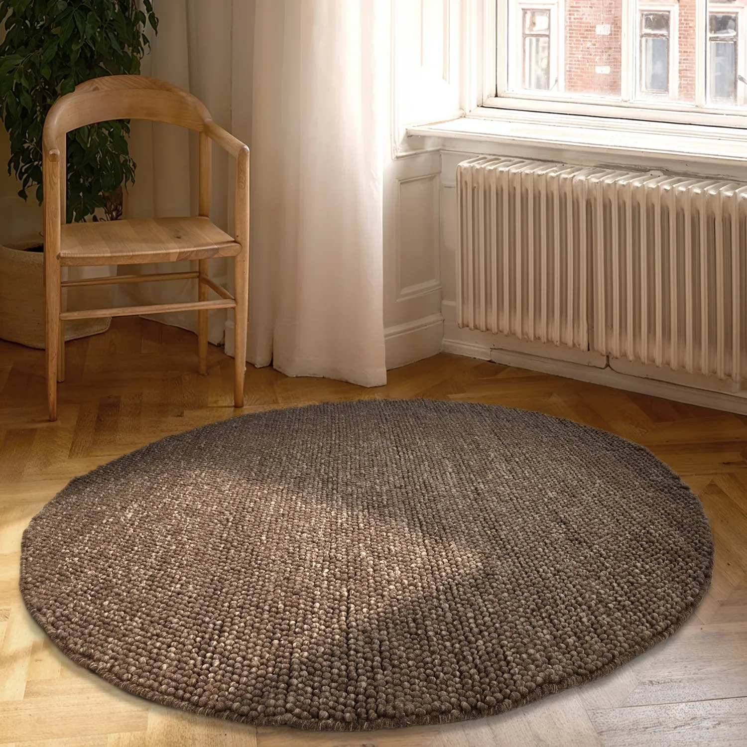Tappeto rotondo - Avafors Wool Bubble (marrone/beige)