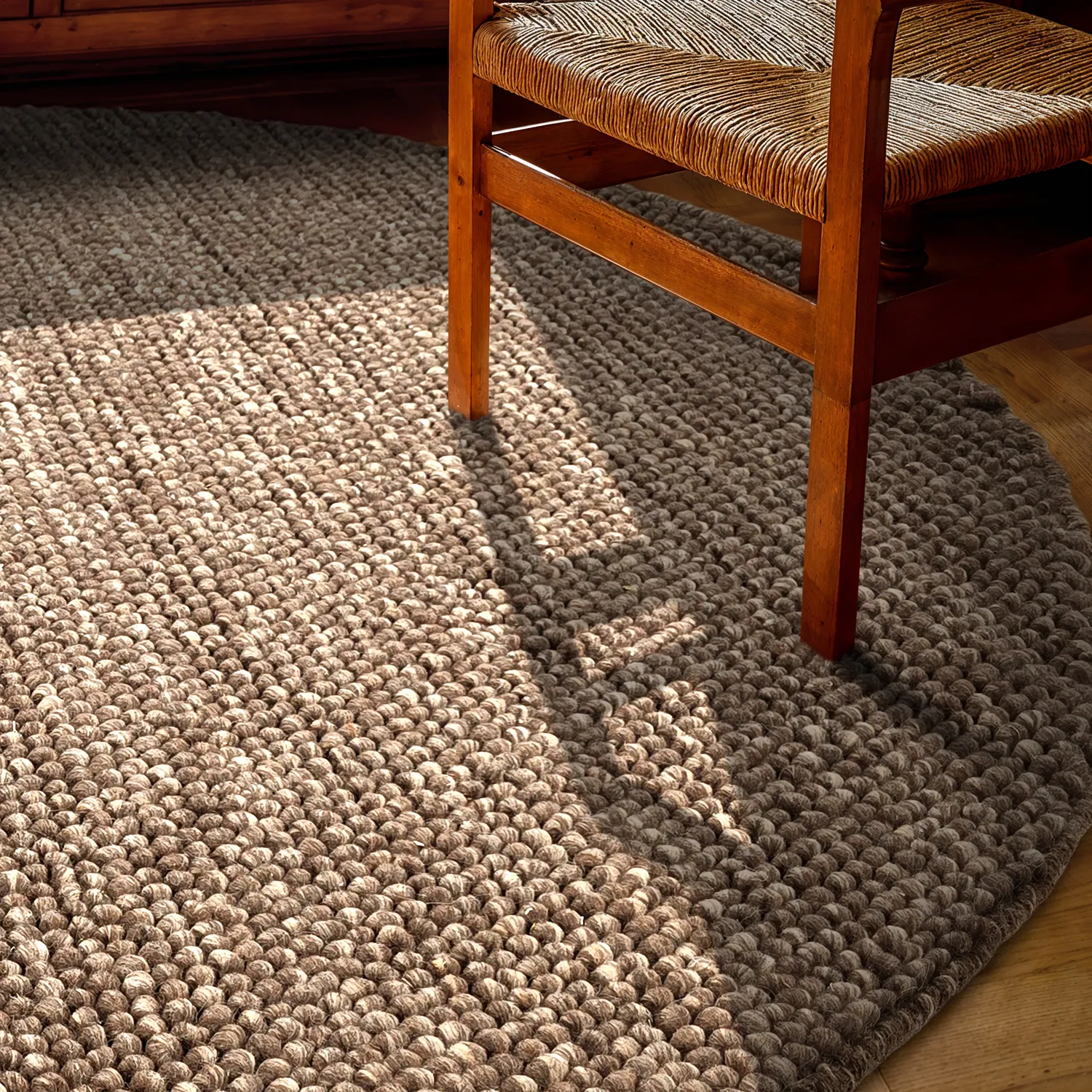 Tappeto rotondo - Avafors Wool Bubble (marrone/beige)